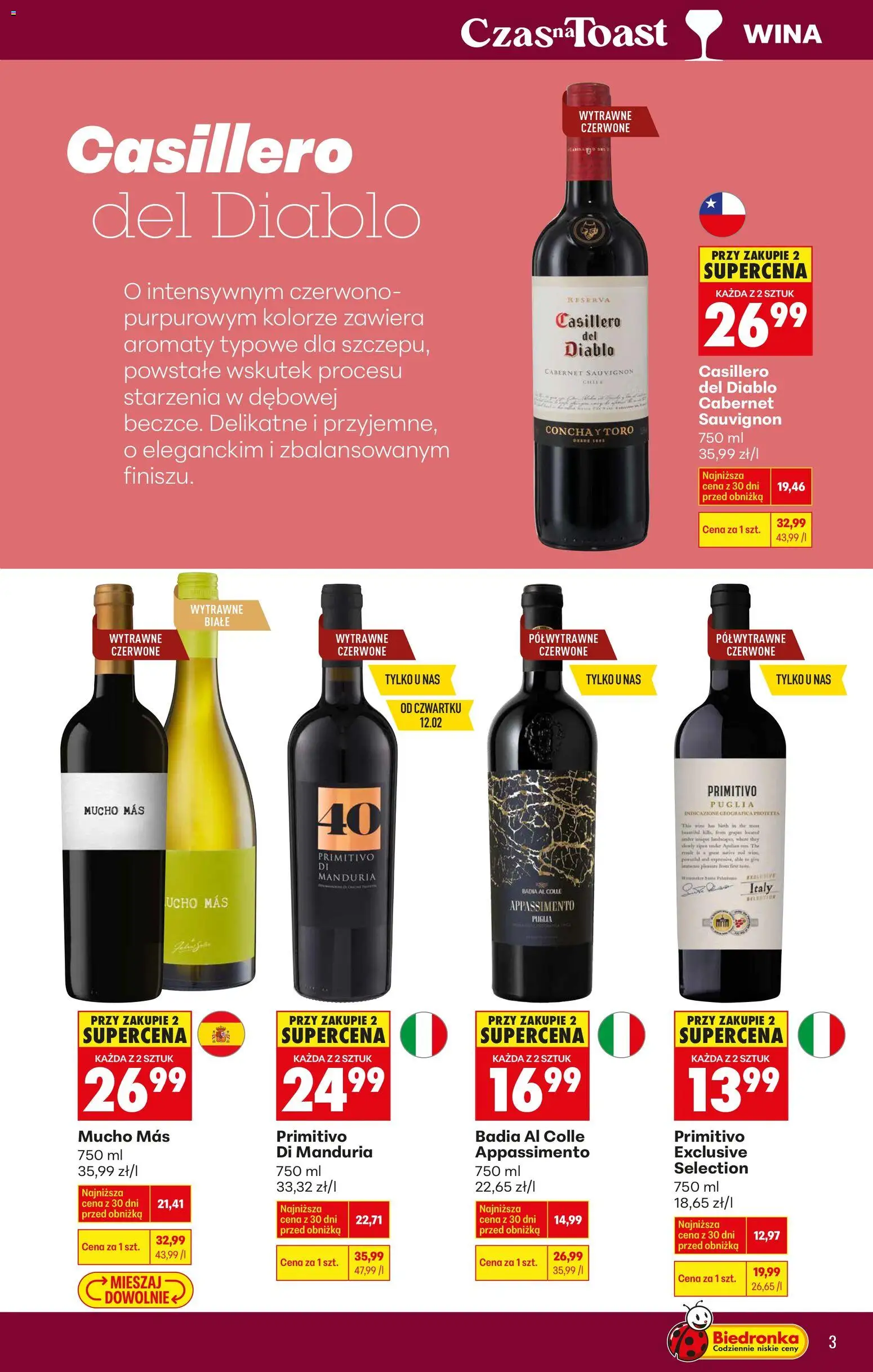 Biedronka Polsko leták - Czas na toast od 09.02.2026 | Strana: 7 | Produkty: Mošt, Primitivo, Cabernet Sauvignon