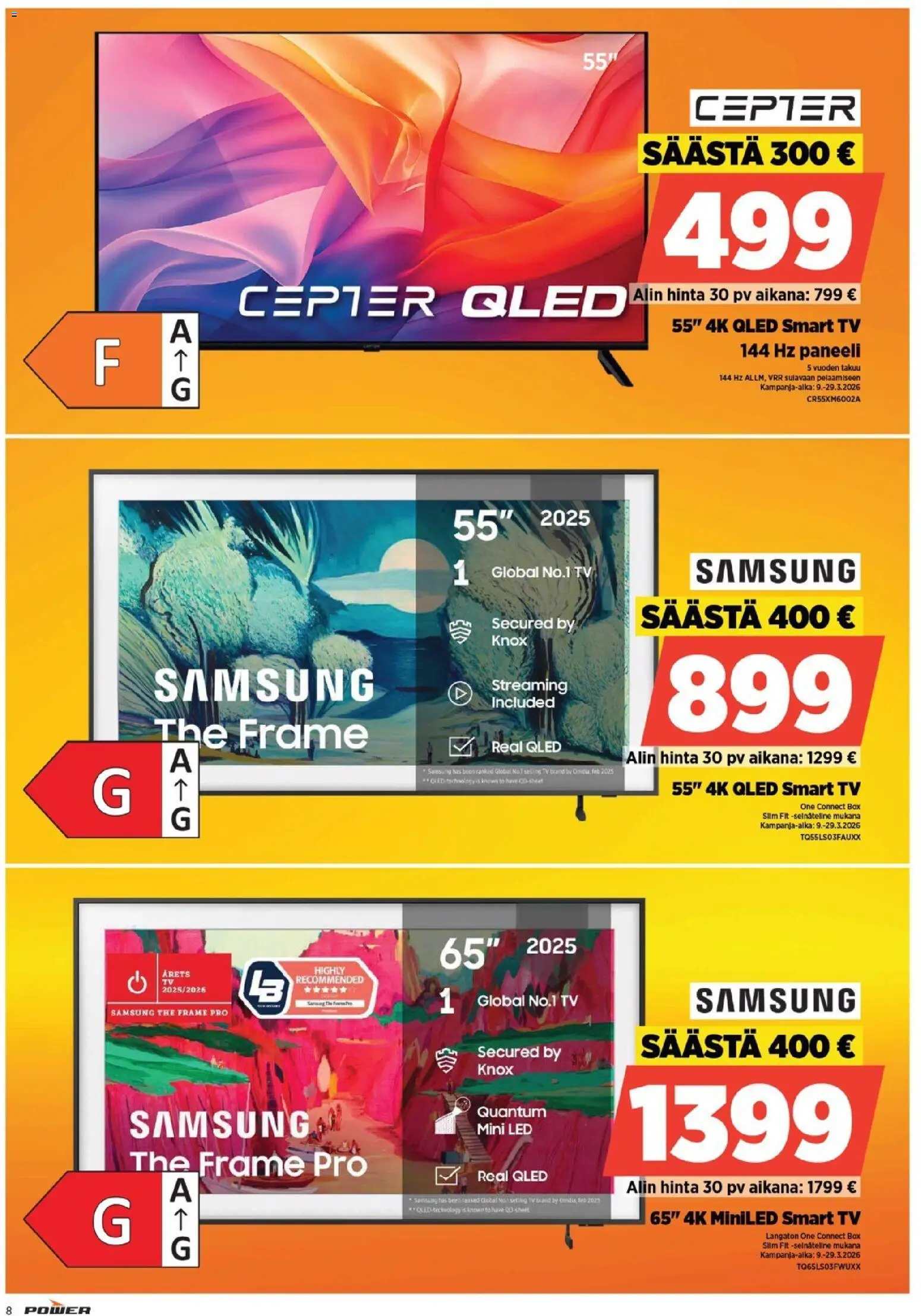 Power - POWER HINTAAN Viikon mainoslehti – voimassa 31.03.2026 alkaen | Sivu: 8 | Tuotteet: TV