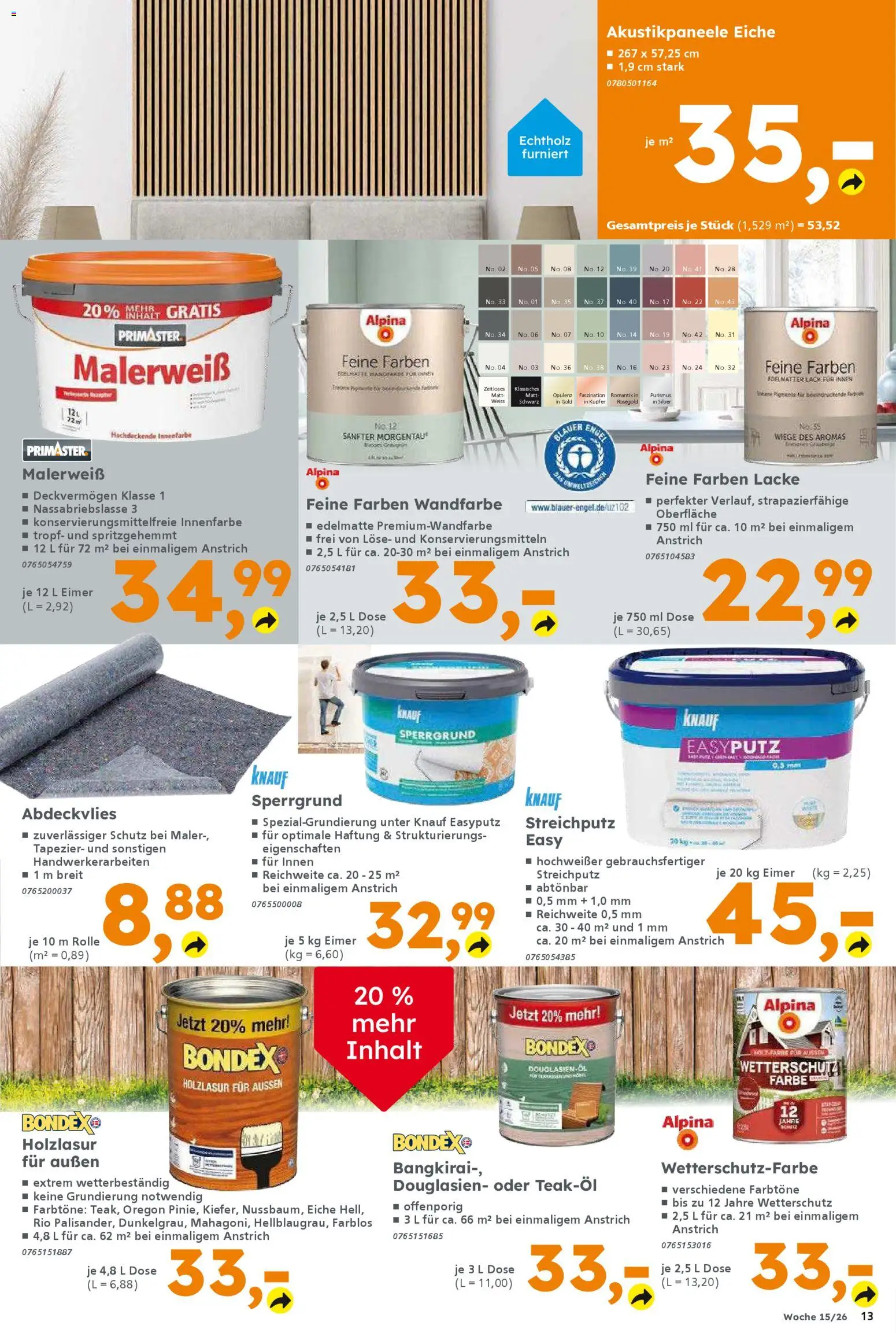 Globus Baumarkt Prospekt Saarbrücken	 – gültig ab 06.04.2026 | Seite: 13 | Produkte: Öl, Wandfarbe