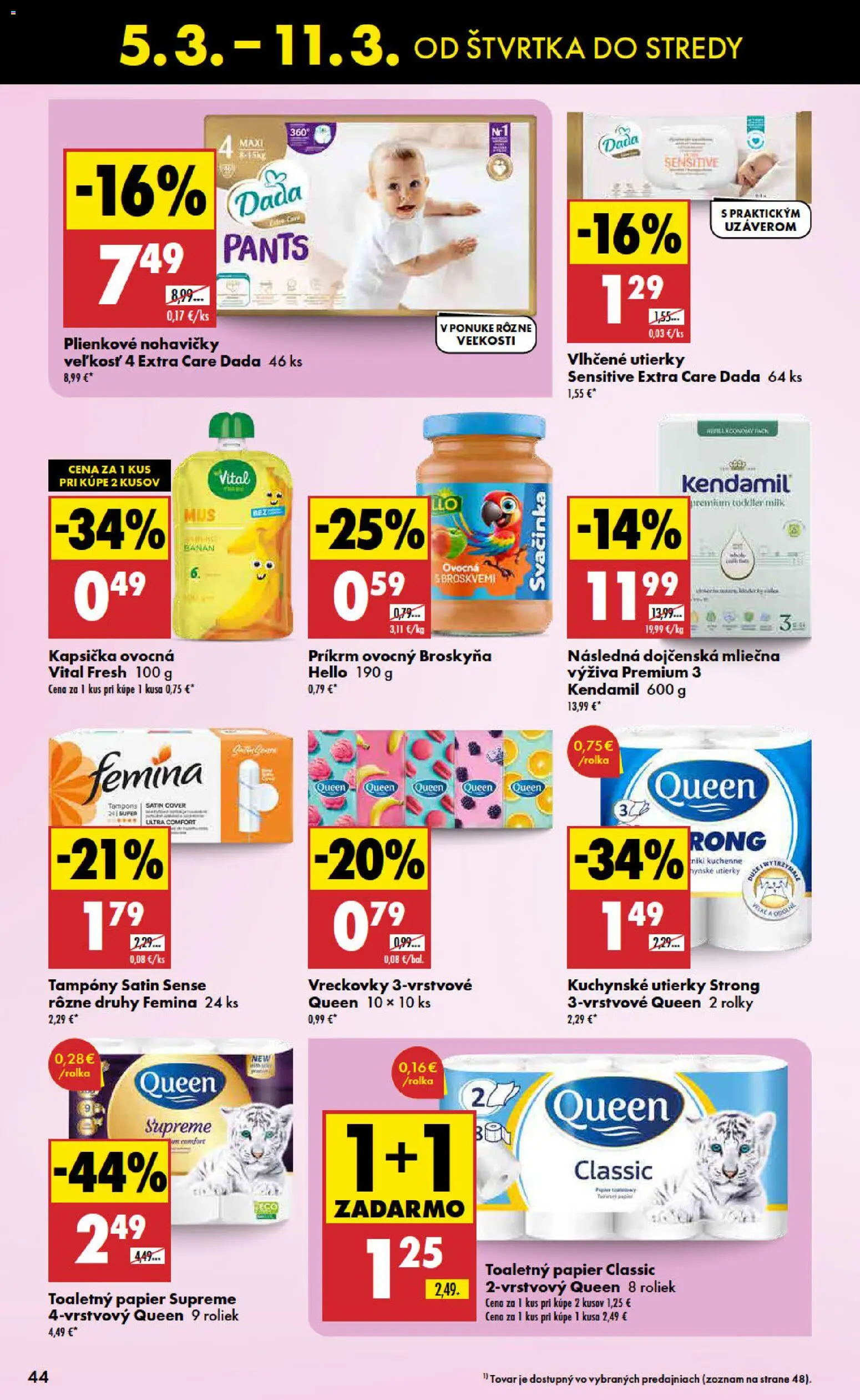 Nové Biedronka akcie – leták je platný od 05.03.2026 | Strana: 44 | Produkty: Toaletný papier, Nohavičky