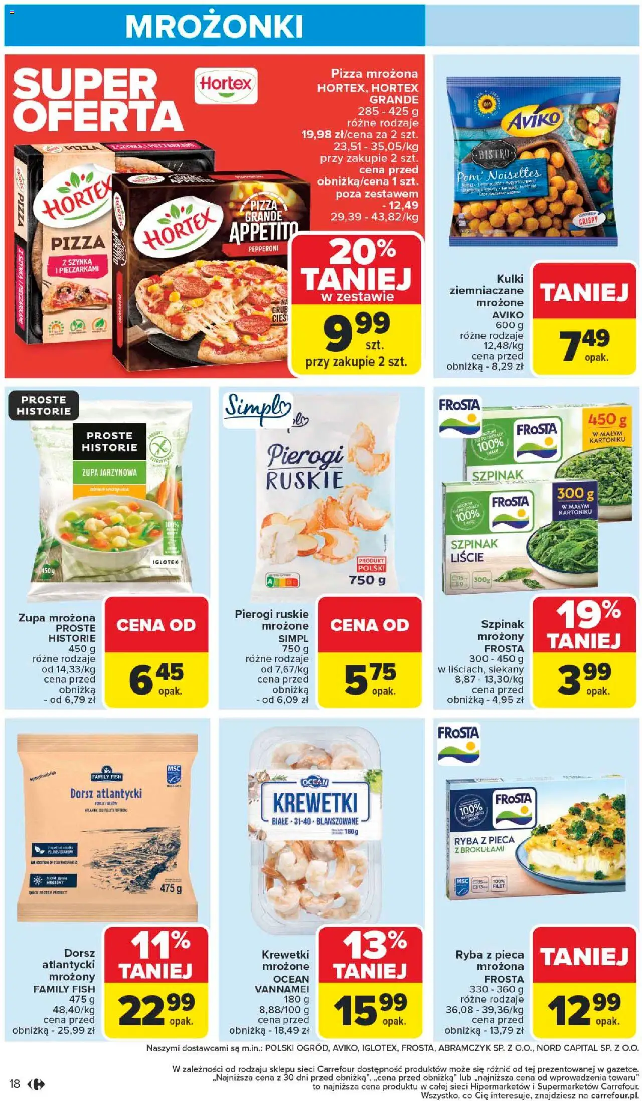 Carrefour Gazetka od 22.09.2025 | Strona: 20 | Produkty: Pierogi, Krewetki, Szpinak, Ryba