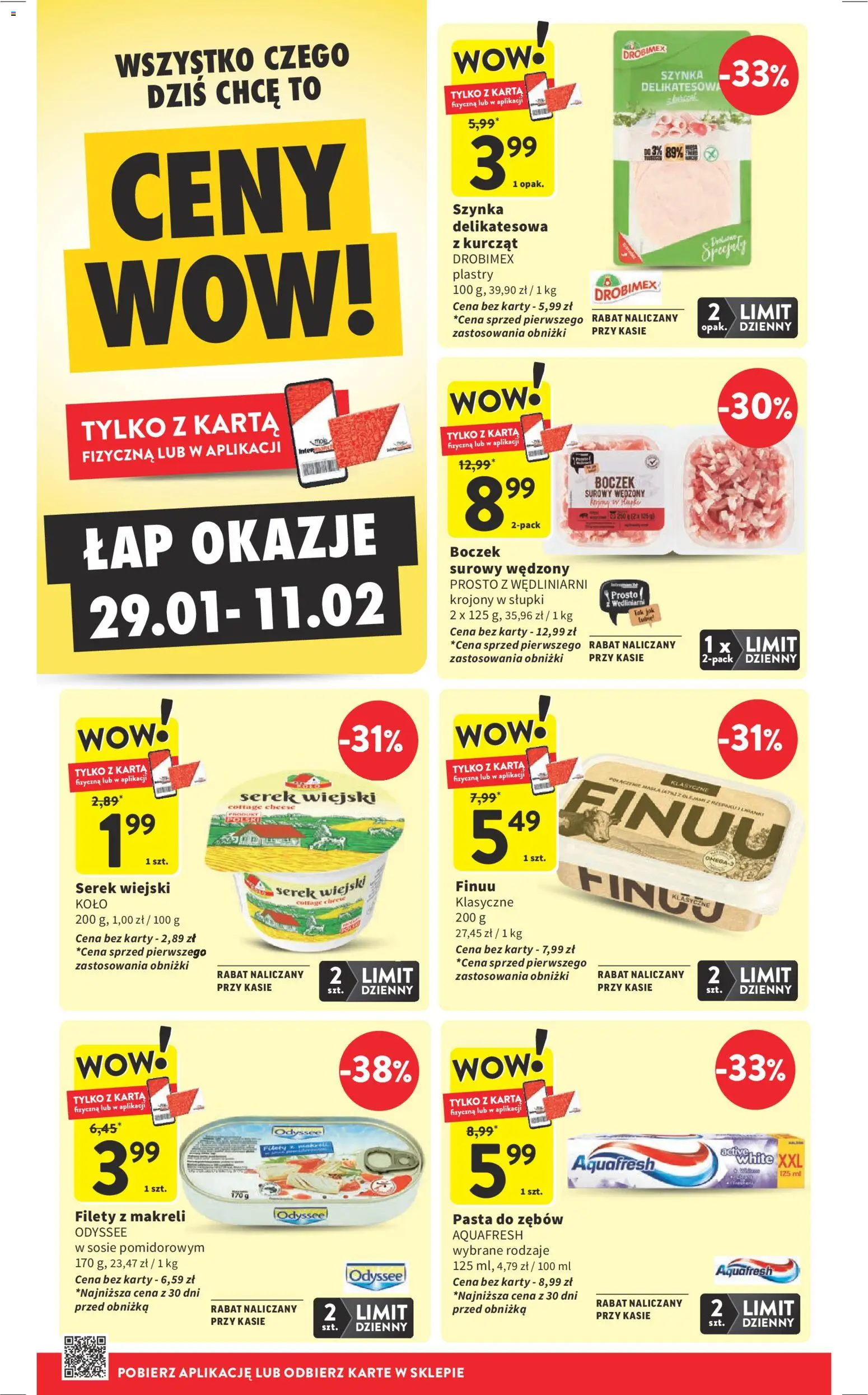 Intermarche Gazetka od 29.01.2026 | Strona: 8 | Produkty: Serek, Serek wiejski, Boczek surowy, Pasta do zębów