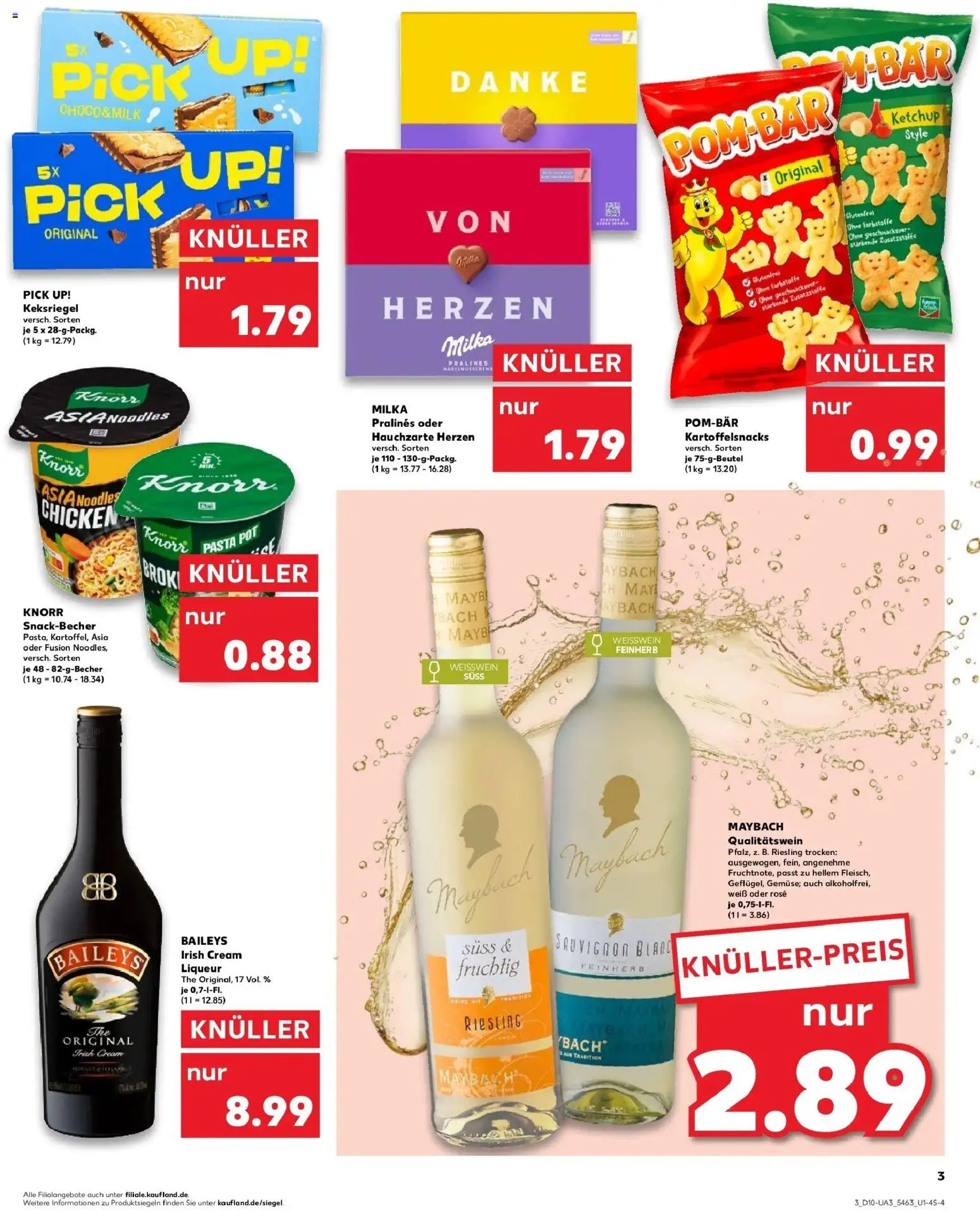 Kaufland Prospekt Schwentinental	 – gültig ab 05.03.2026 | Seite: 3 | Produkte: Weißwein, Knorr, Baileys, Pasta