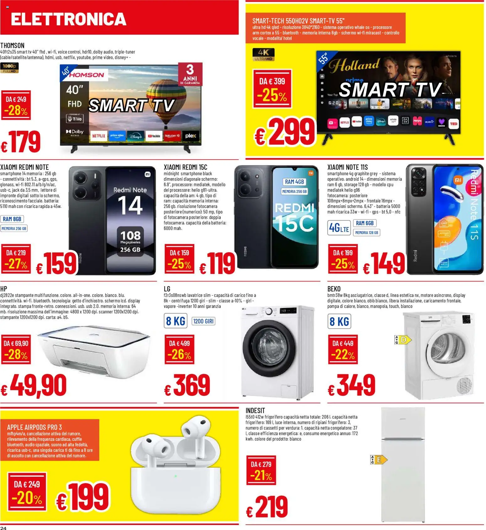 Volantino Galassia del 05.02.2026 | Pagina: 24 | Prodotti: Xiaomi, TV, Frigorifero, Congelatore