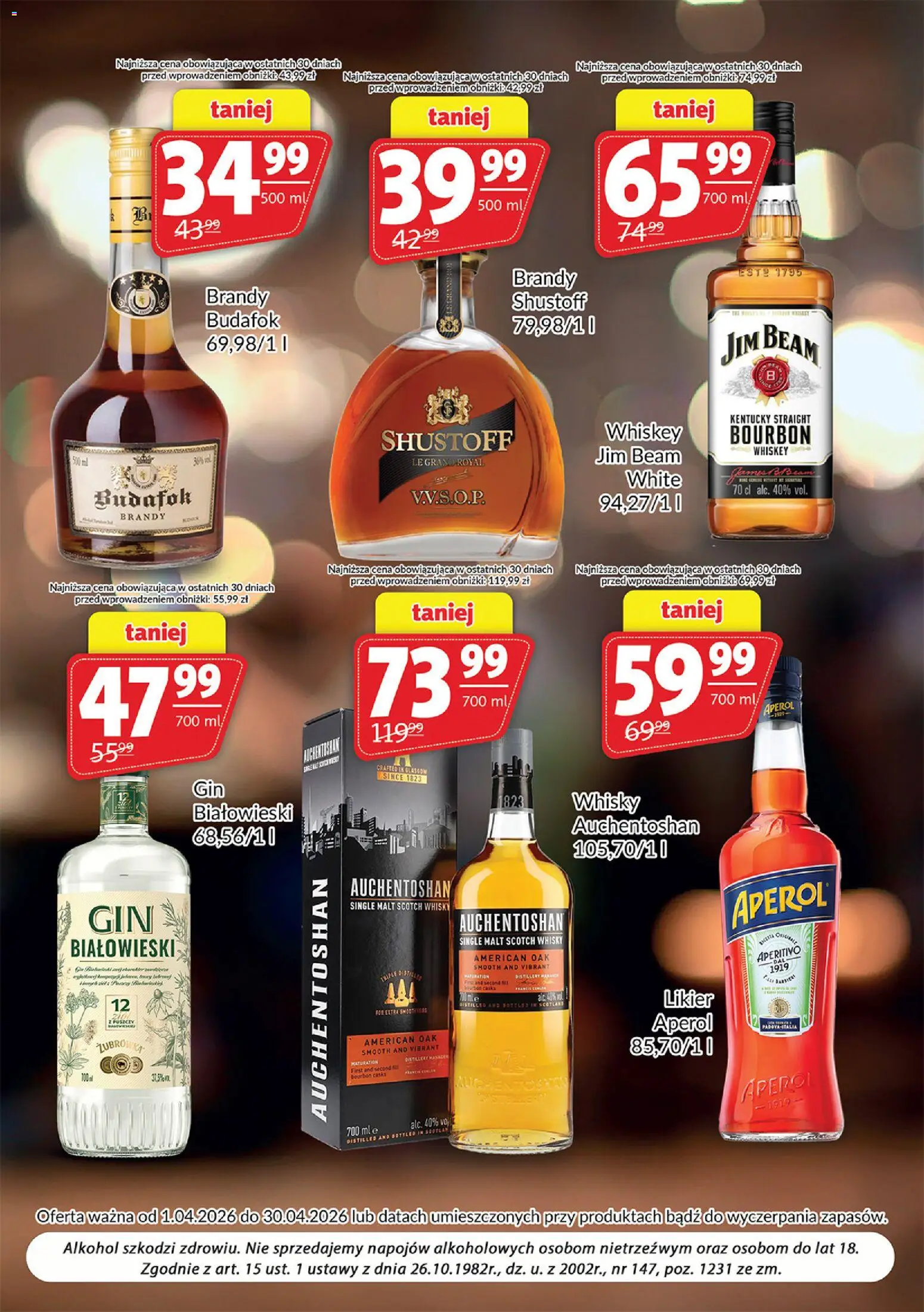 Prim Market gazetka - Oferta alkoholowa od 01.04.2026 | Strona: 7 | Produkty: Bourbon, Jim Beam, Żubrówka, Aperol