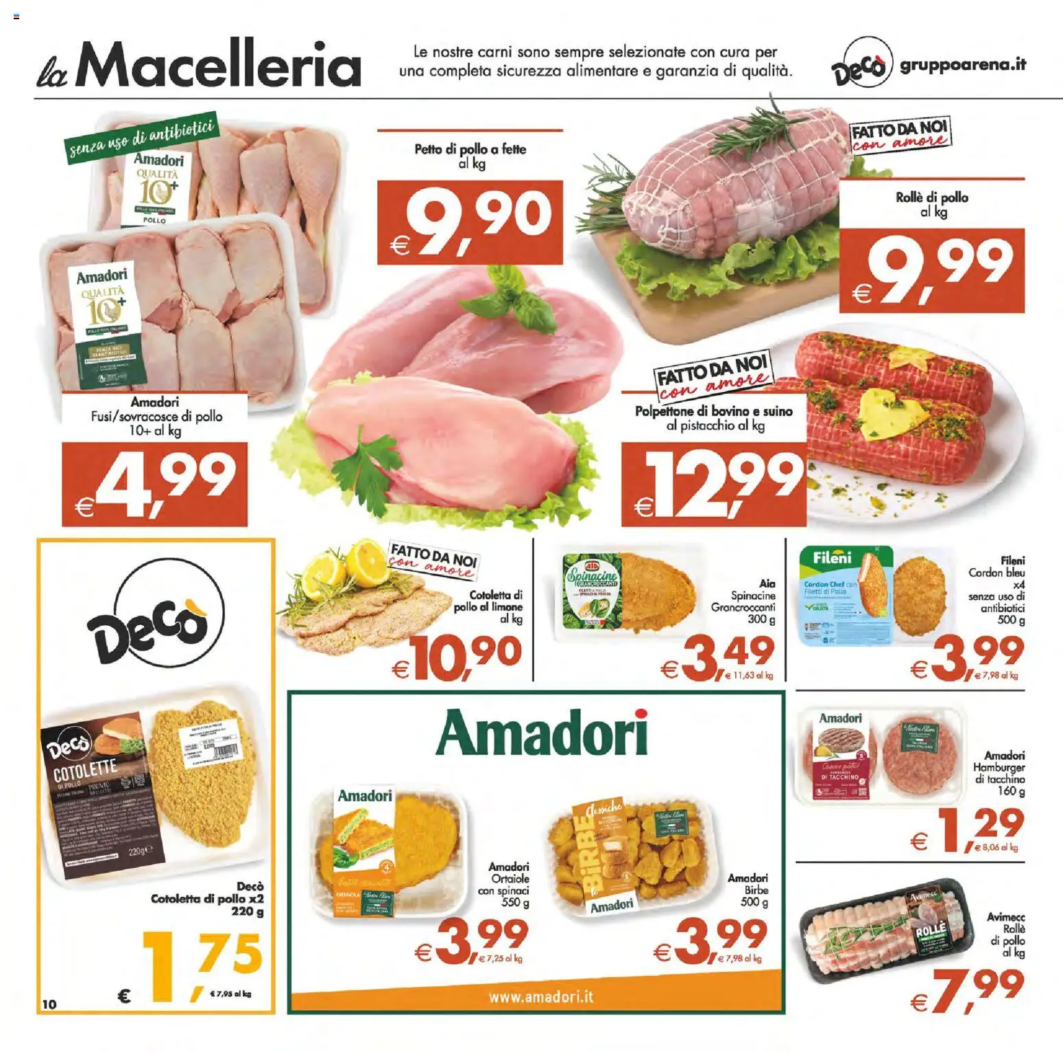 Volantino Decò del 14.11.2025 | Pagina: 10 | Prodotti: Petto di Pollo, Pollo, Spinaci, Hamburger