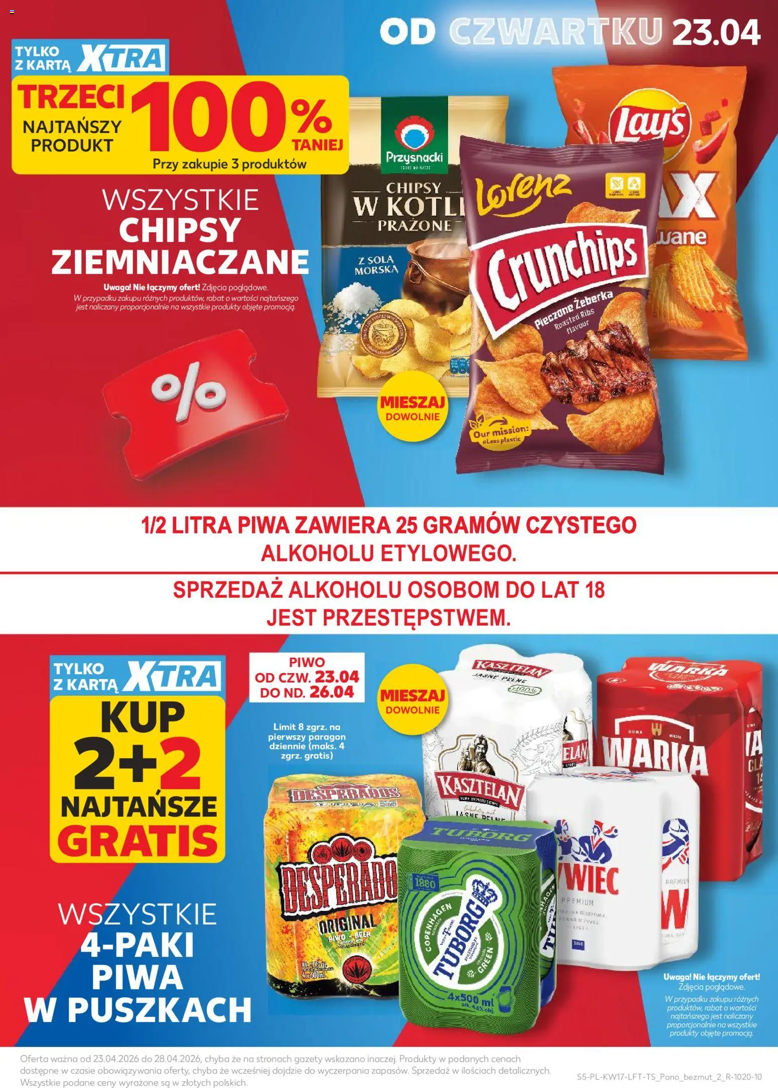 Kaufland gazetka od 23.04.2026 | Strona: 5 | Produkty: Karta, Chipsy, Warka, Piwo