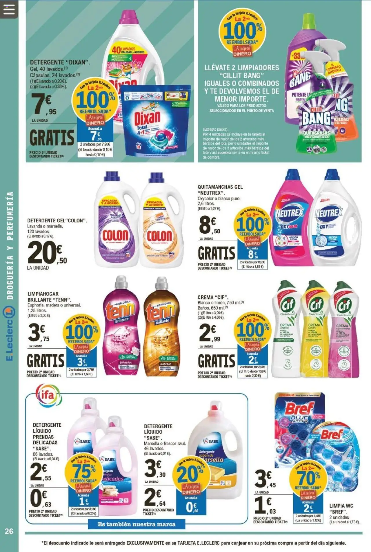E.Leclerc folleto │ válido desde el 07.10.2025 | Página: 26 | Productos: Quitamanchas, Detergente, Crema, Detergente líquido