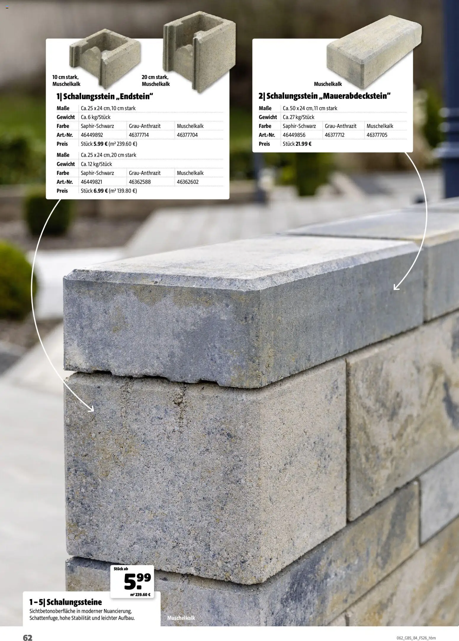 Hagebau Gartenbaustoffsortiment – gültig ab 02.03.2026 | Seite: 62 | Produkte: Gewicht