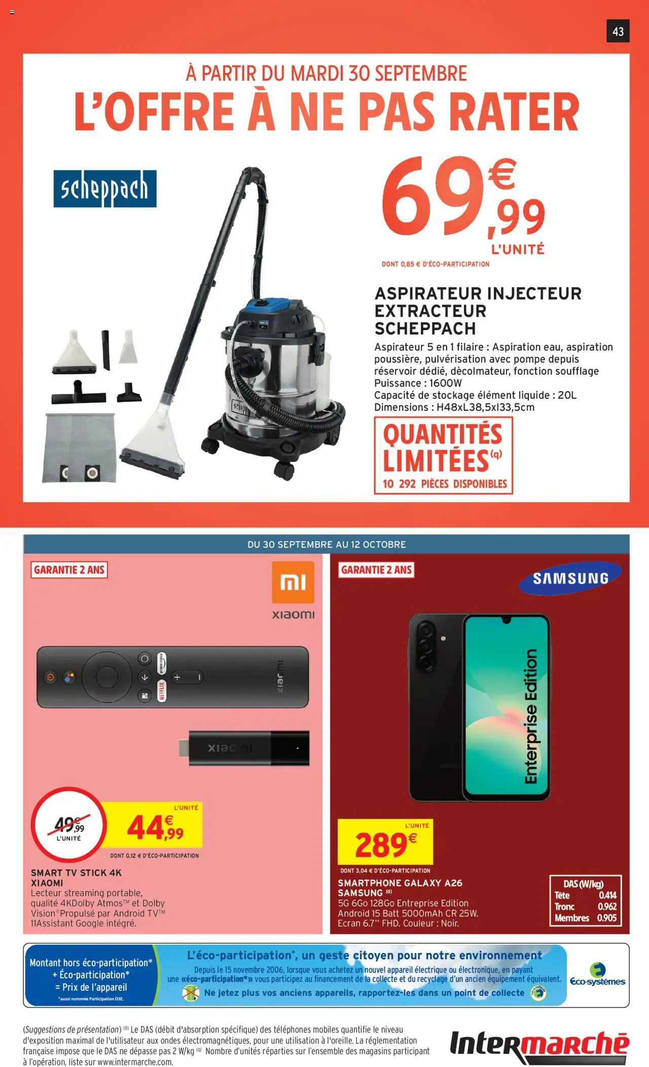 {H1} | Page: 43 | Produits: Smartphone, Aspirateur, Injecteur extracteur, Smart TV