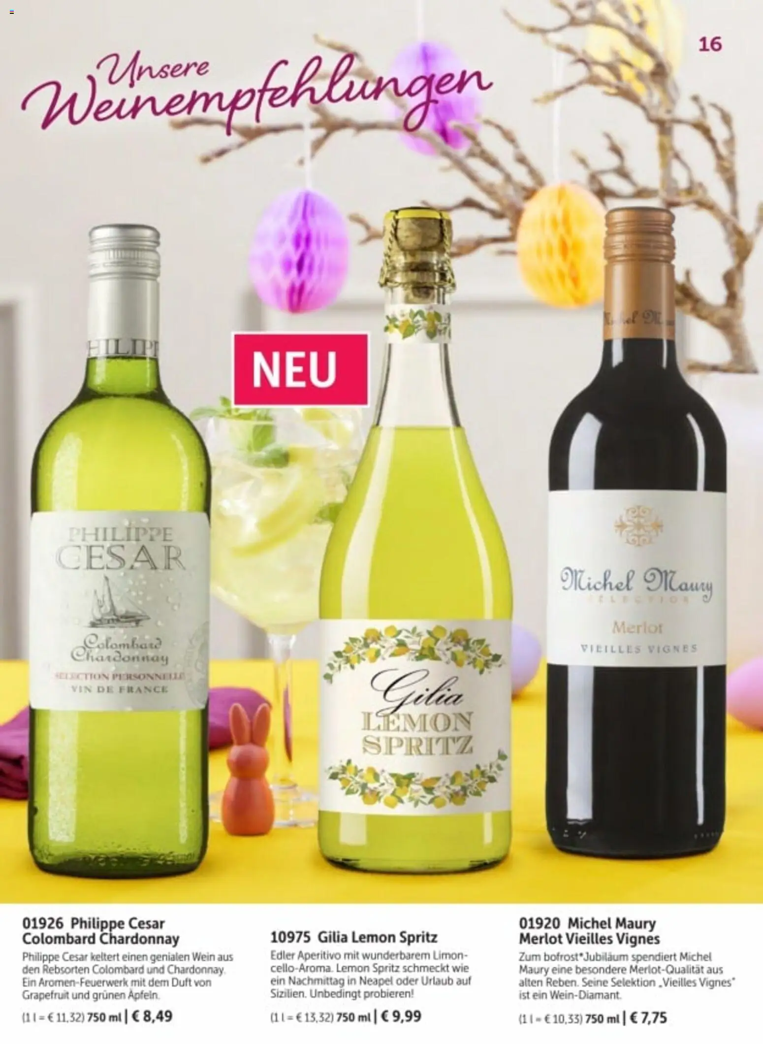 Bofrost Katalog Osterprogramm – gültig ab 23.02.2026 | Seite: 16 | Produkte: Merlot, Duft, Grapefruit, Wein