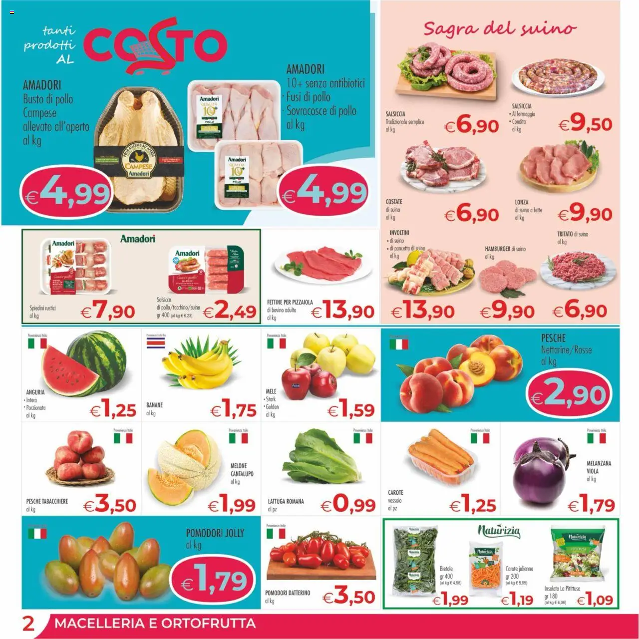 Volantino MerSi Supermercati del 04.06.2025 | Pagina: 2 | Prodotti: Insalata, Suino, Hamburger, Spiedini