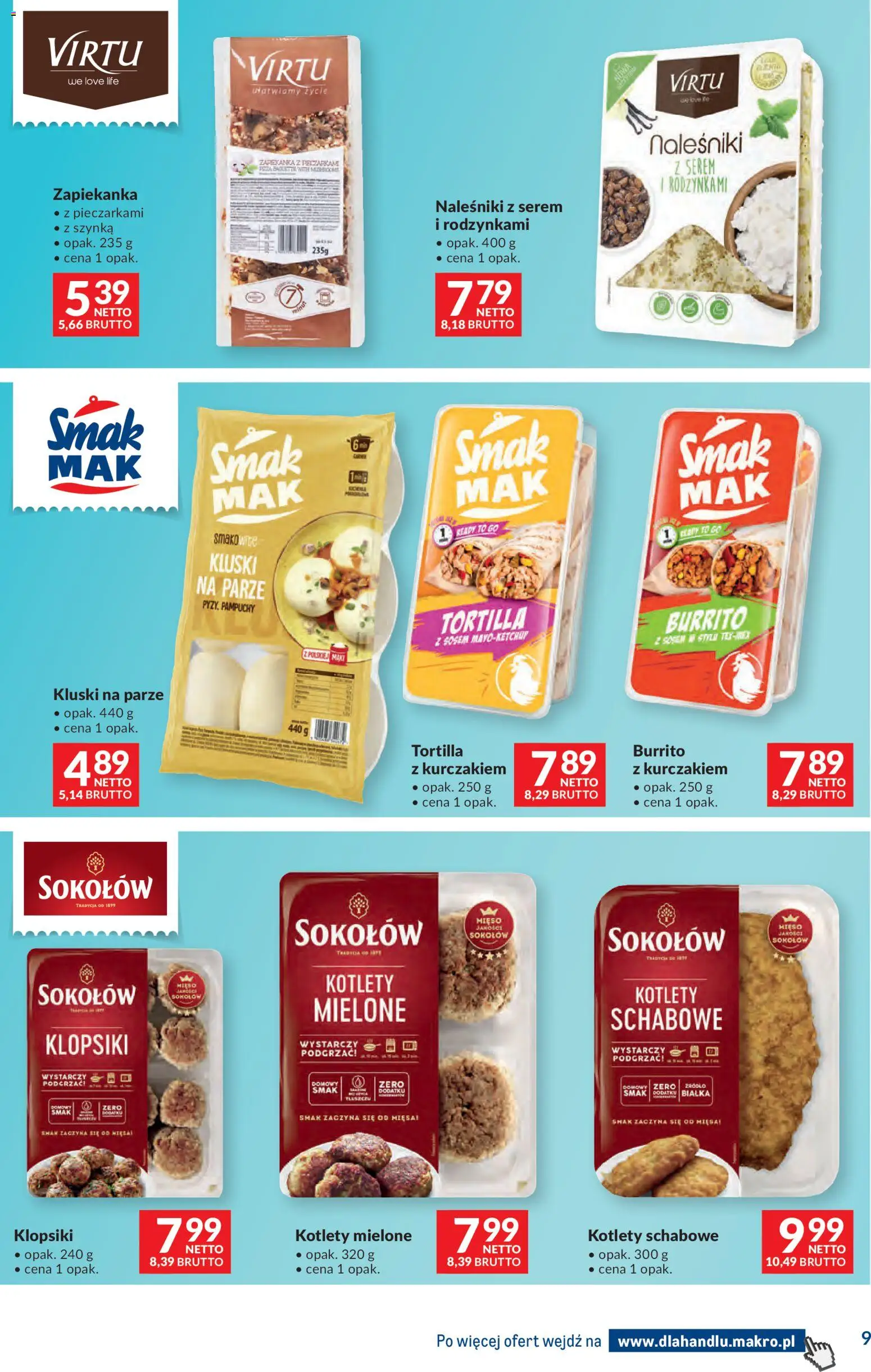 Makro gazetka - Dystrybucja do sklepów od 07.04.2026 | Strona: 9 | Produkty: Kluski na parze, Szynka, Klopsiki, Naleśniki