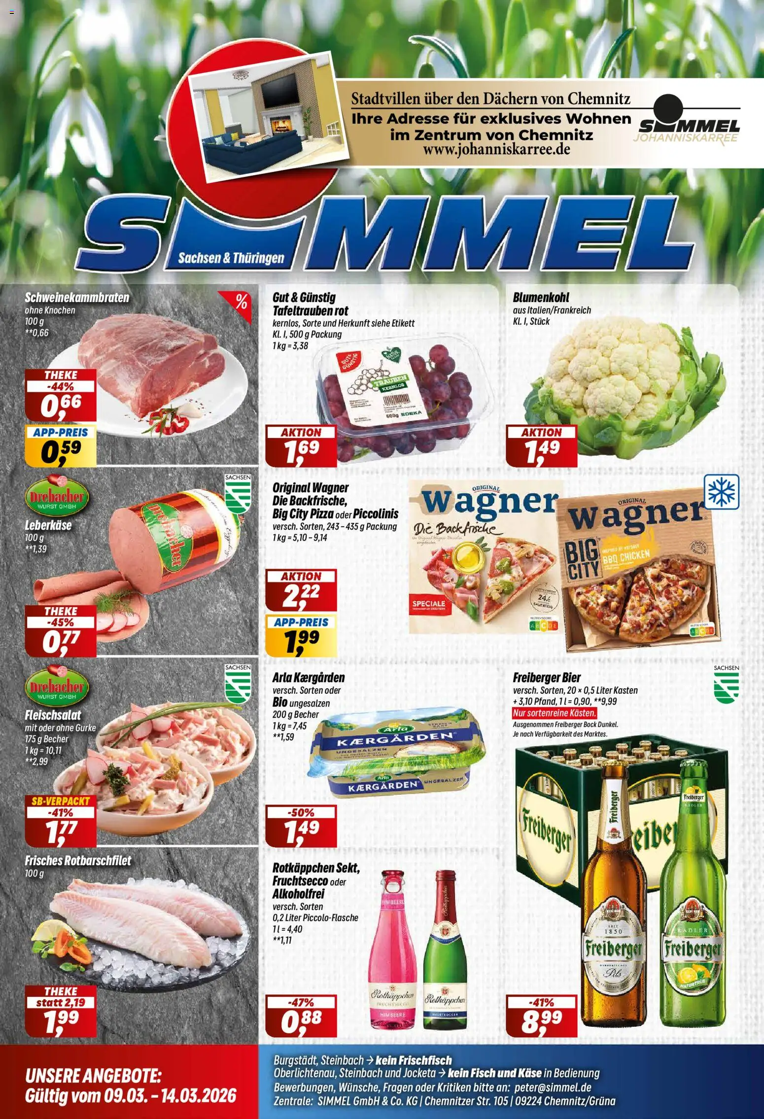 Simmel Prospekt 	 – gültig ab 09.03.2026 | Seite: 1 | Produkte: Theke, Trauben, Himbeere, Blumenkohl