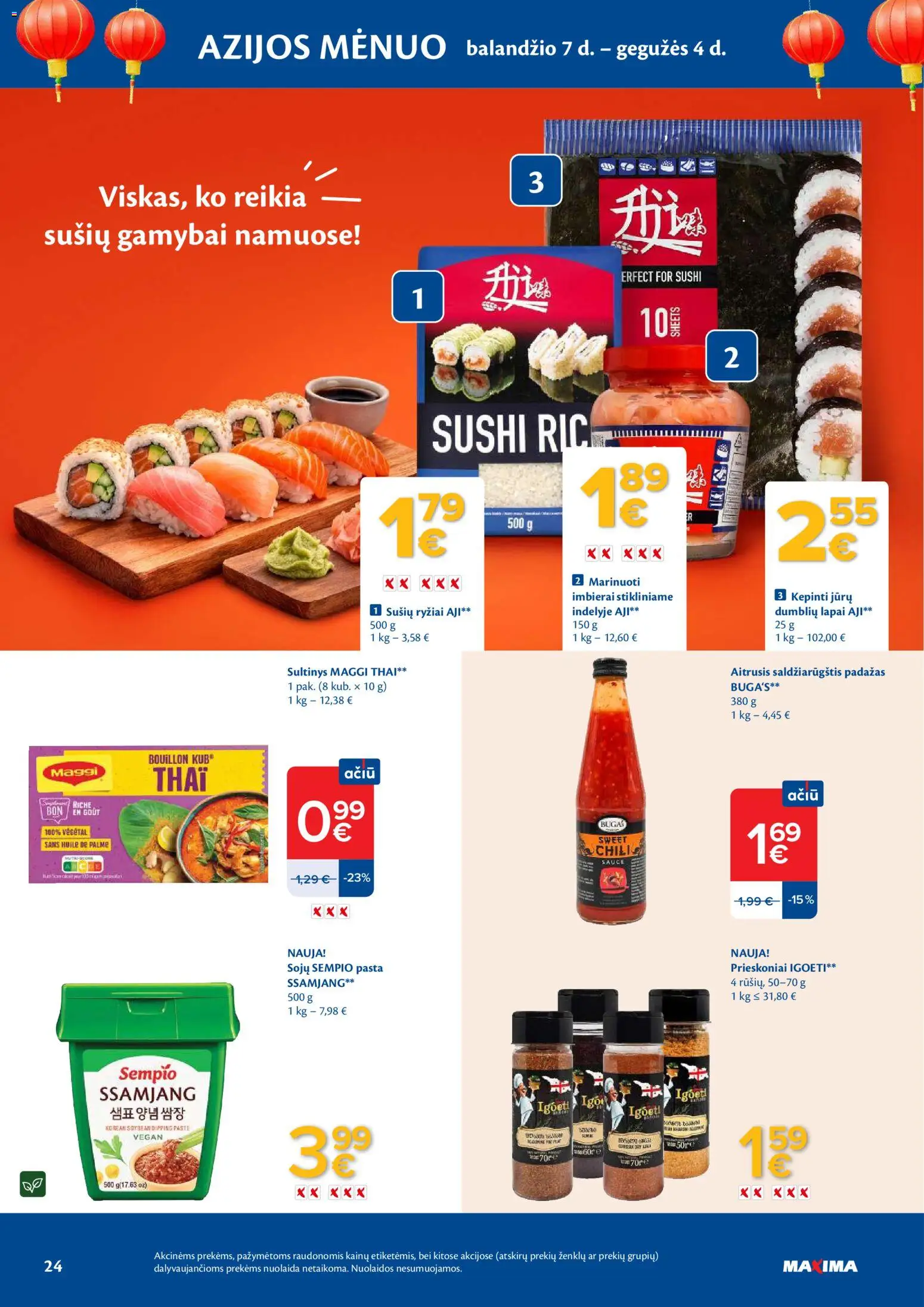 MAXIMA akcijos nuo 14.04.2026 | Puslapis: 24 | Prekių: Prieskoniai, Ryžiai, Padažas