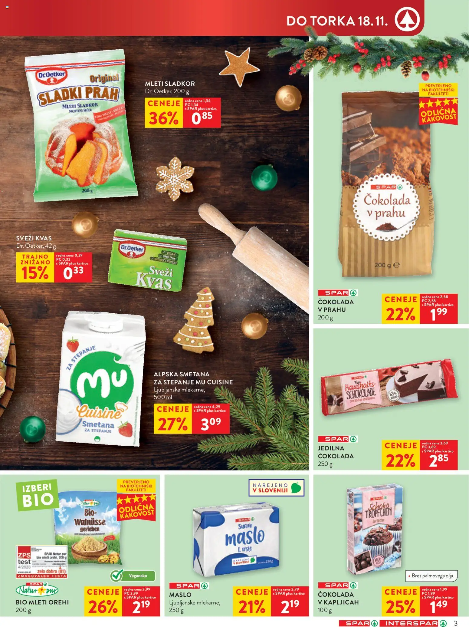 Novi Spar katalog ponudbe – veljaven od 12.11.2025 | Stran: 3 | Izdelki: Maslo, Cokolada, Smetana, Sladkor