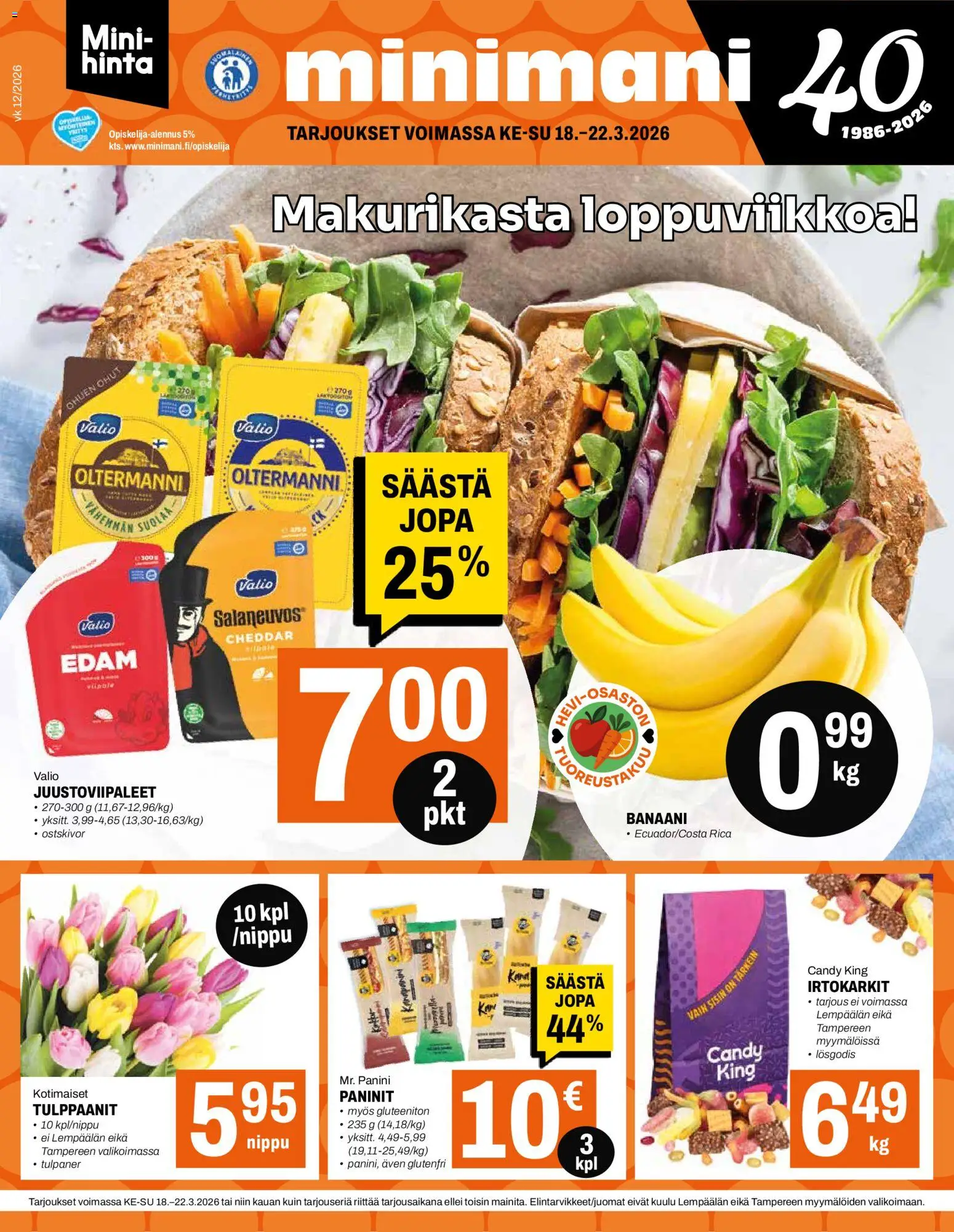 Minimani tarjoukset – voimassa 18.03.2026 alkaen | Sivu: 1 | Tuotteet: Irtokarkit, Cheddar