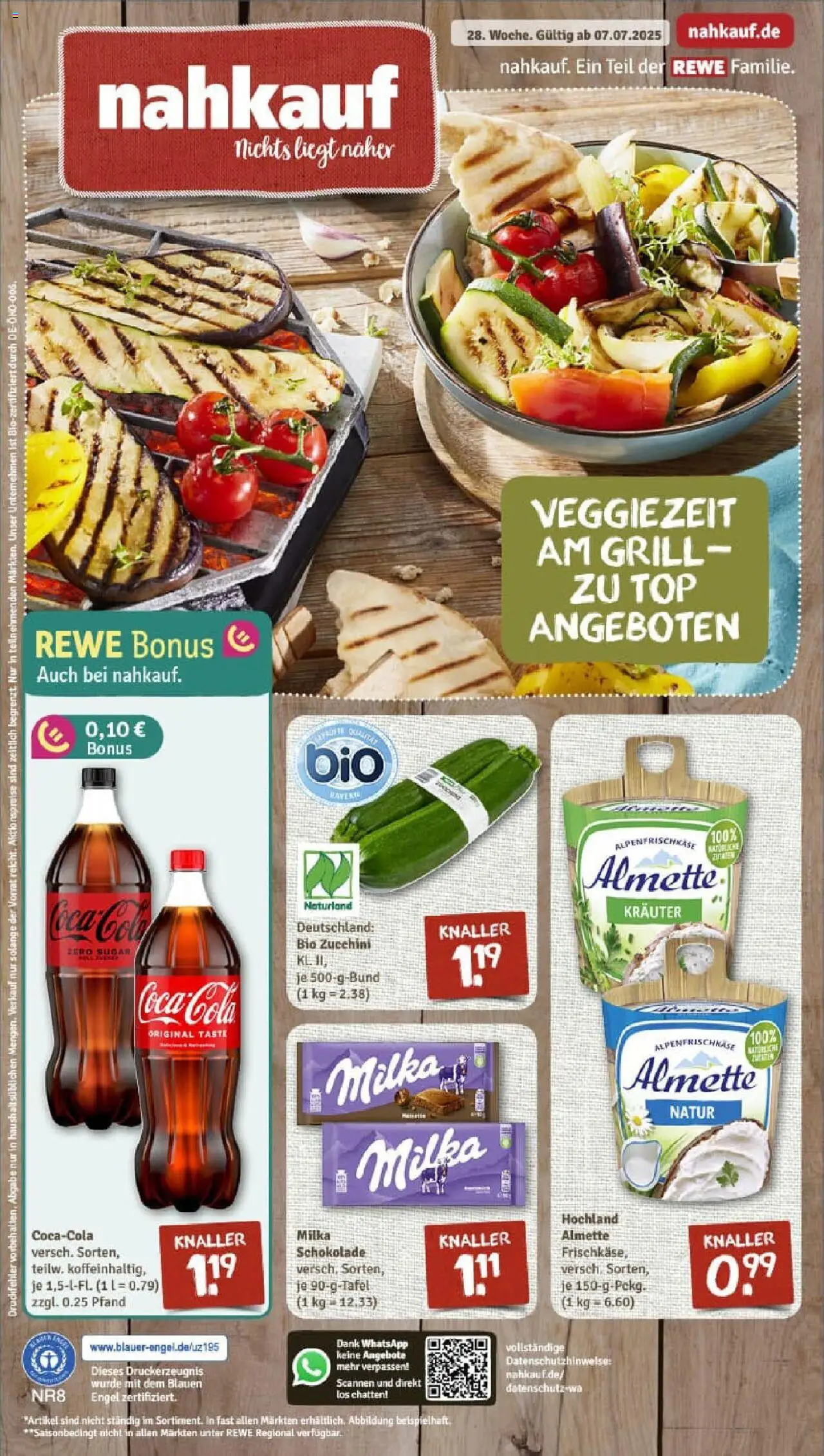 Rewe prospekt Waldmünchen	 - gültig ab dem 06.07.2025 | Seite: 1 | Produkte: Top, Grill, Almette, Zucchini