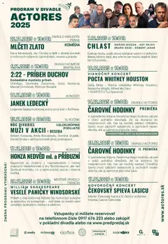 Mestské divadlo Actores Rožňava leták platný od 21.10.2025