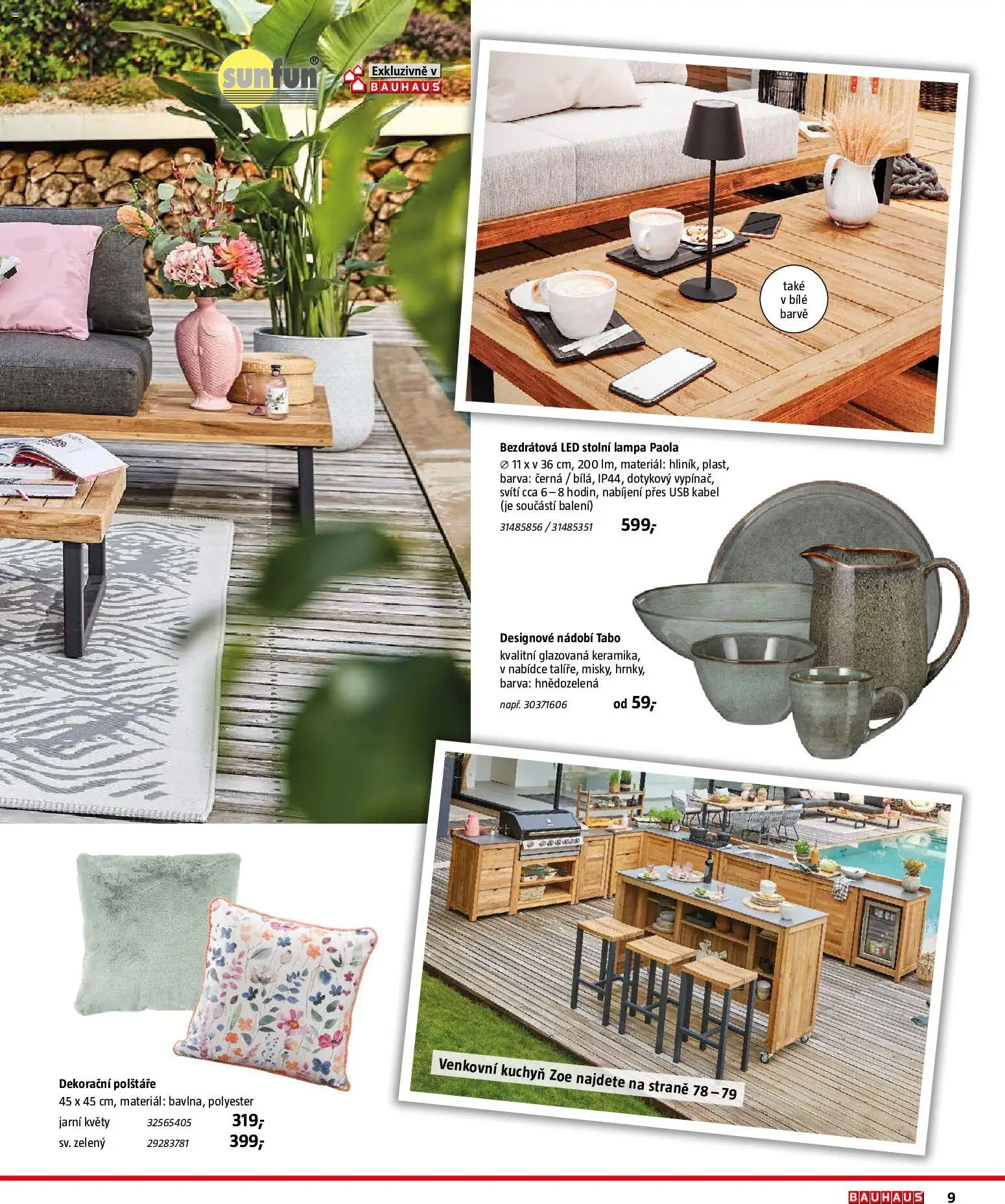 Bauhaus katalog Záhradní nábytek od 08.04.2026 | Strana: 9 | Produkty: Stolní lampa, Lampa, LED, Dekorační polštáře