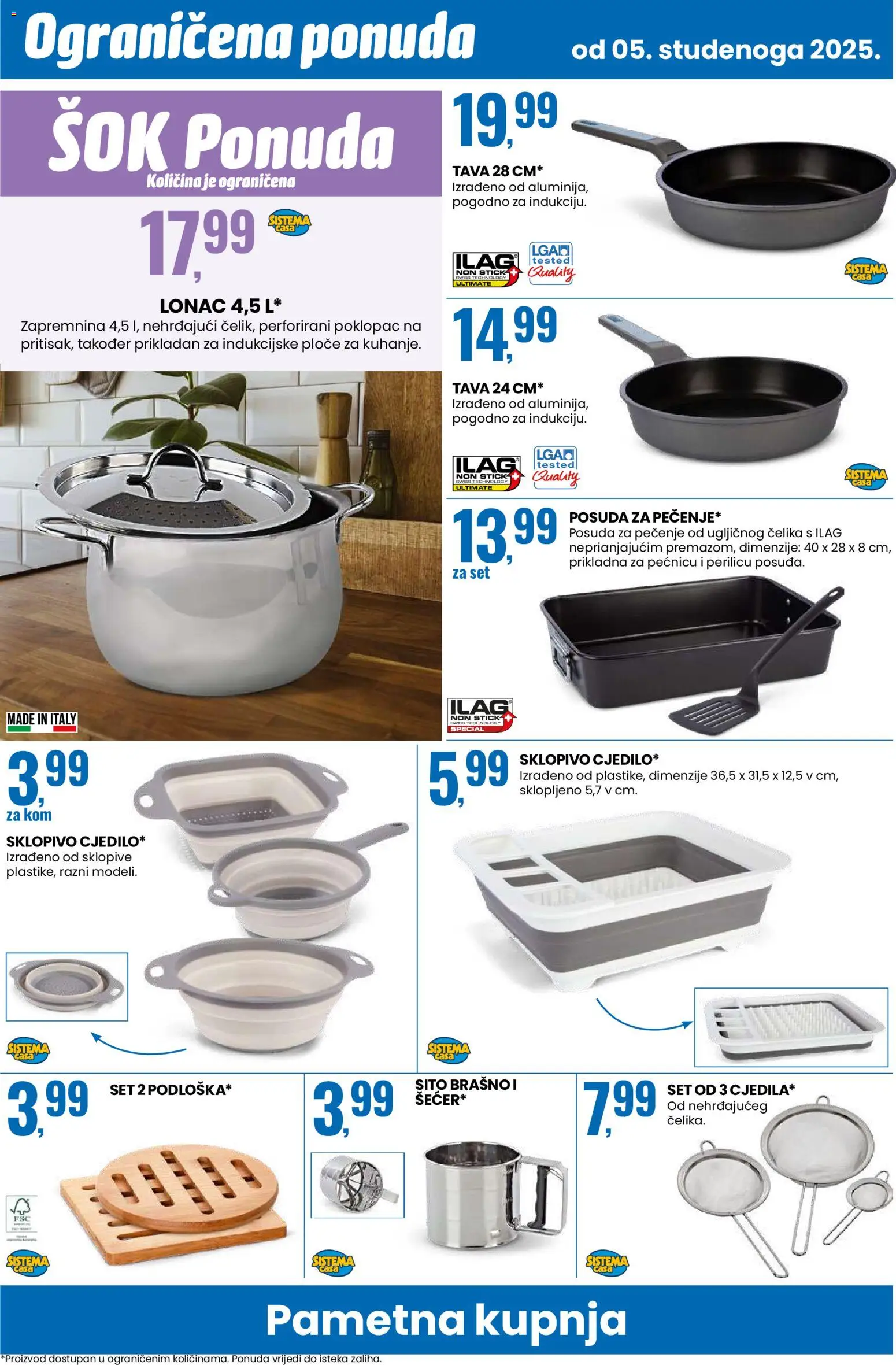 Eurospin katalog | vrijedi od 05.11.2025 | Stranica: 14 | Proizvodi: Brašno, Posuda za pečenje, Tava, Lonac