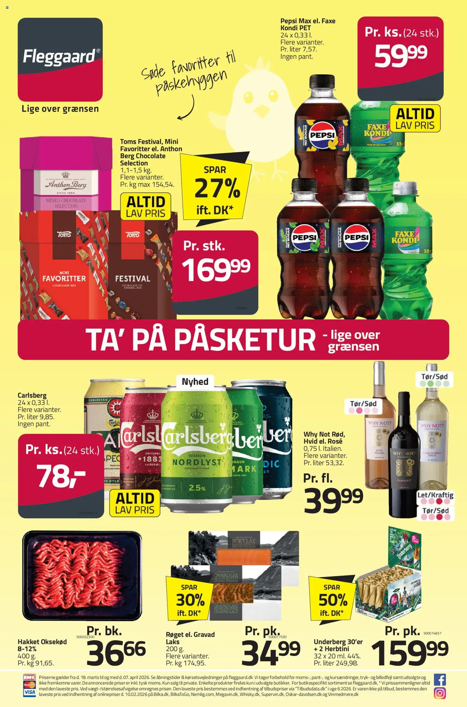 Fleggaard tilbudsavis – gyldig fra 18.03.2026 | Side: 1 | Produkter: Oksekød, Faxe Kondi, Pepsi, Pepsi Max