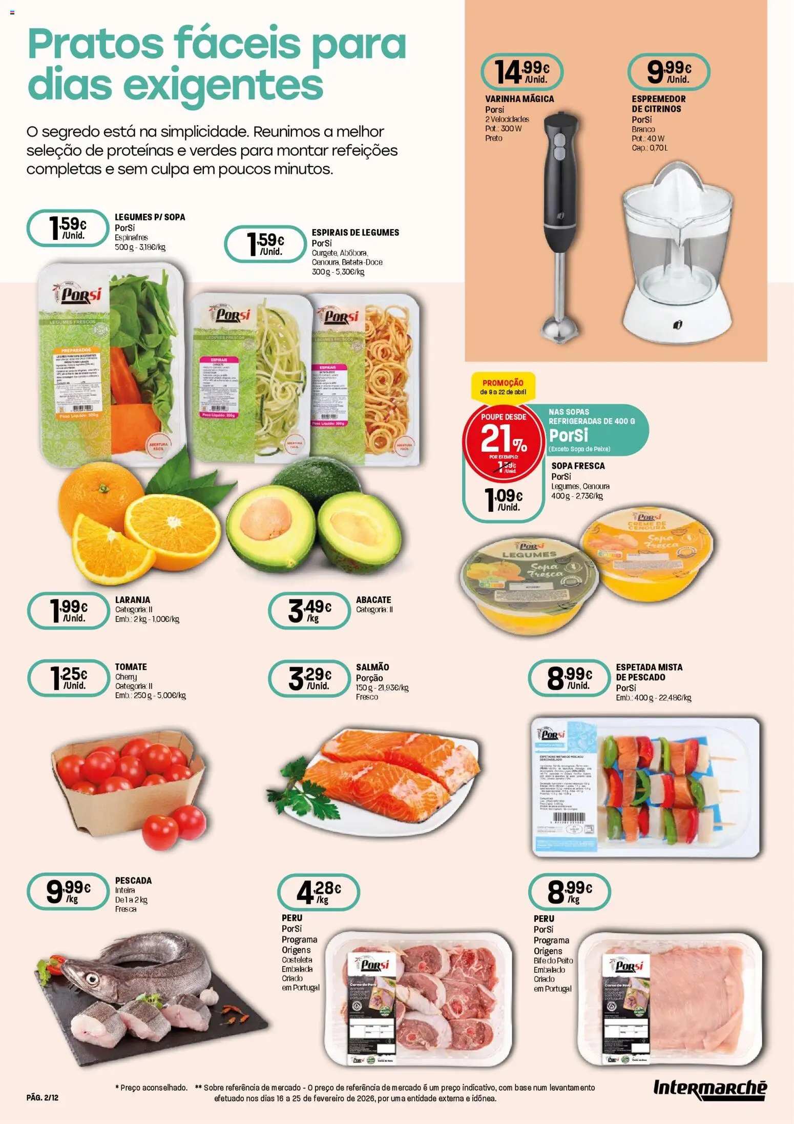 Intermarché folheto Super │ válido de 09.04.2026 | Página: 2 | Produtos: Espinafres, Abacate, Peixe, Carne