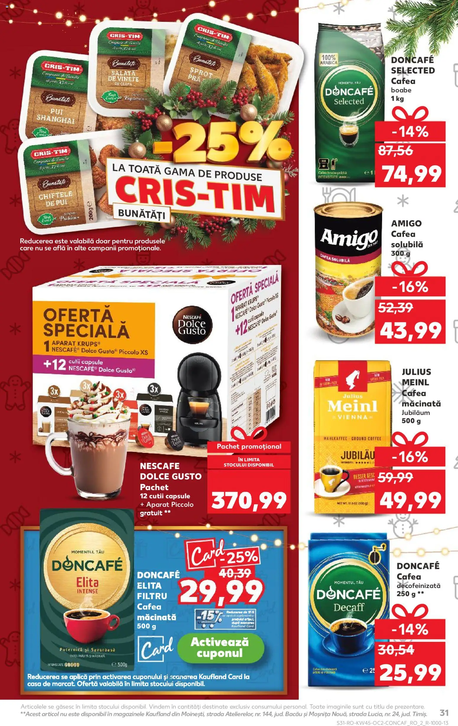 Kaufland RO akciós ujság - amely érvényes a következő dátumtól: 05.11.2025 | Oldal: 31 | Termékek: Dolce Gusto, Nescafé