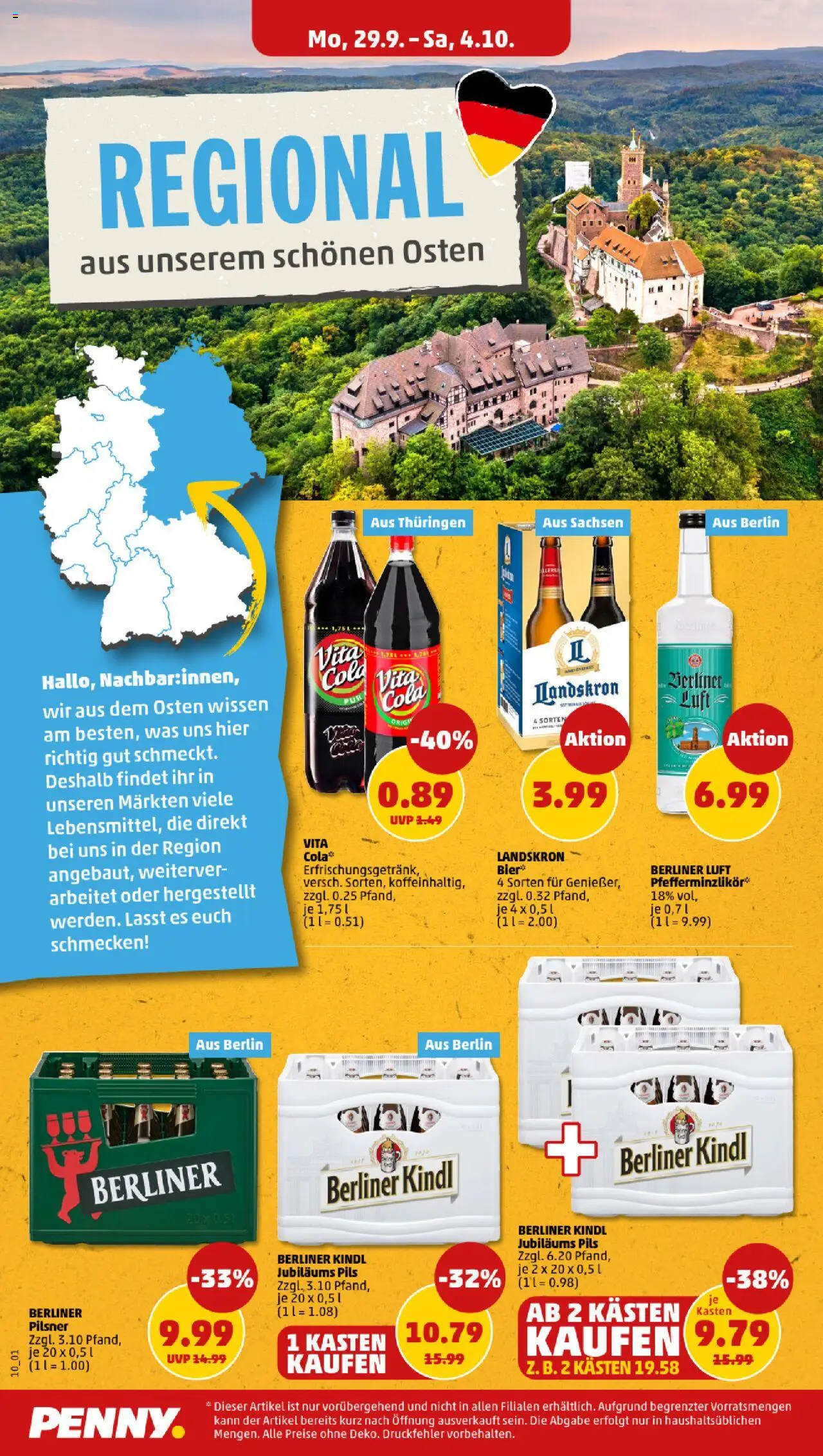 Penny Prospekt 	 – gültig ab 29.09.2025 | Seite: 10 | Produkte: Berliner, Cola, Bier, Pils