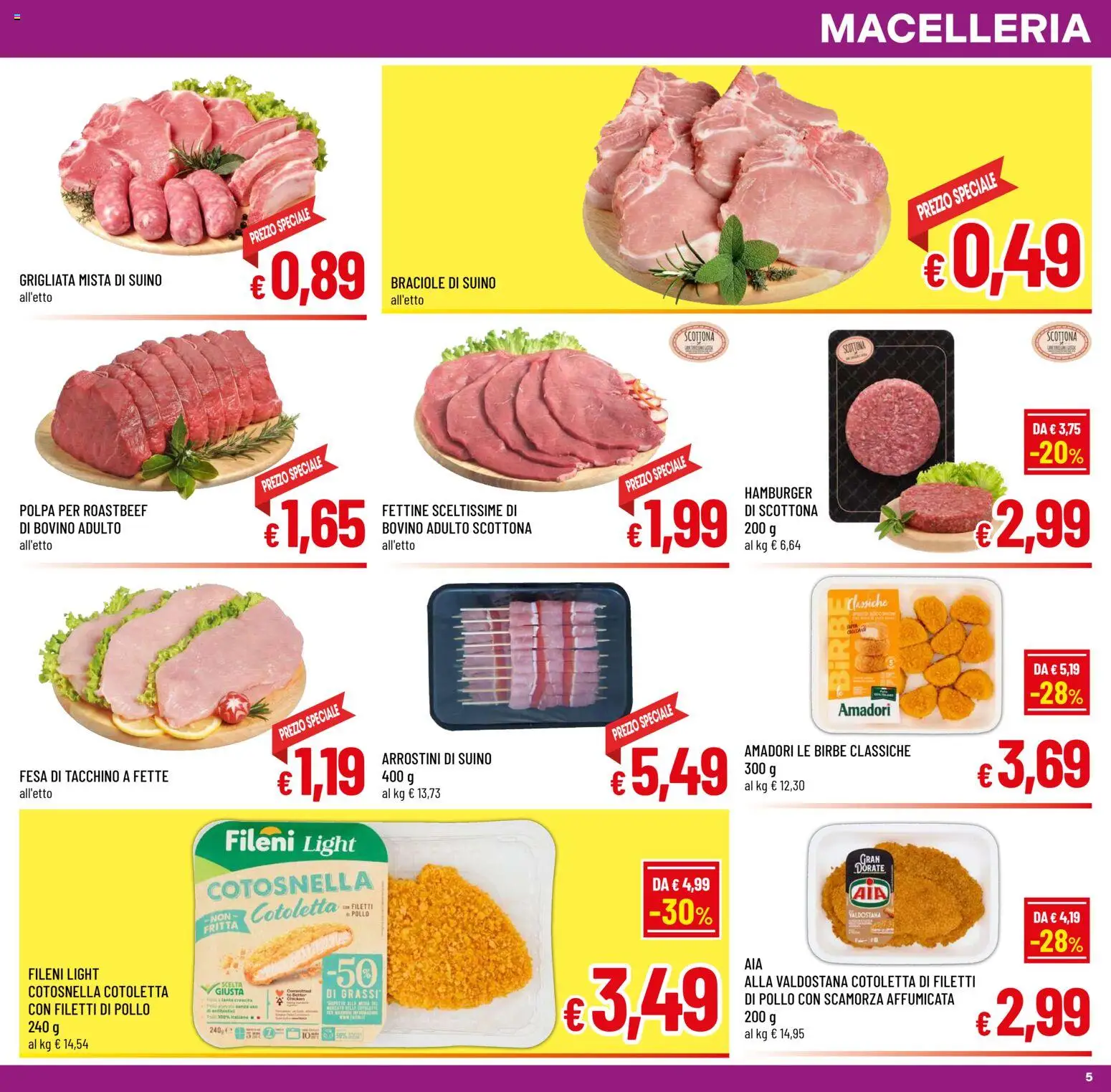 Volantino A&O del 15.04.2026 | Pagina: 5 | Prodotti: Pollo, Suino, Tacchino, Hamburger