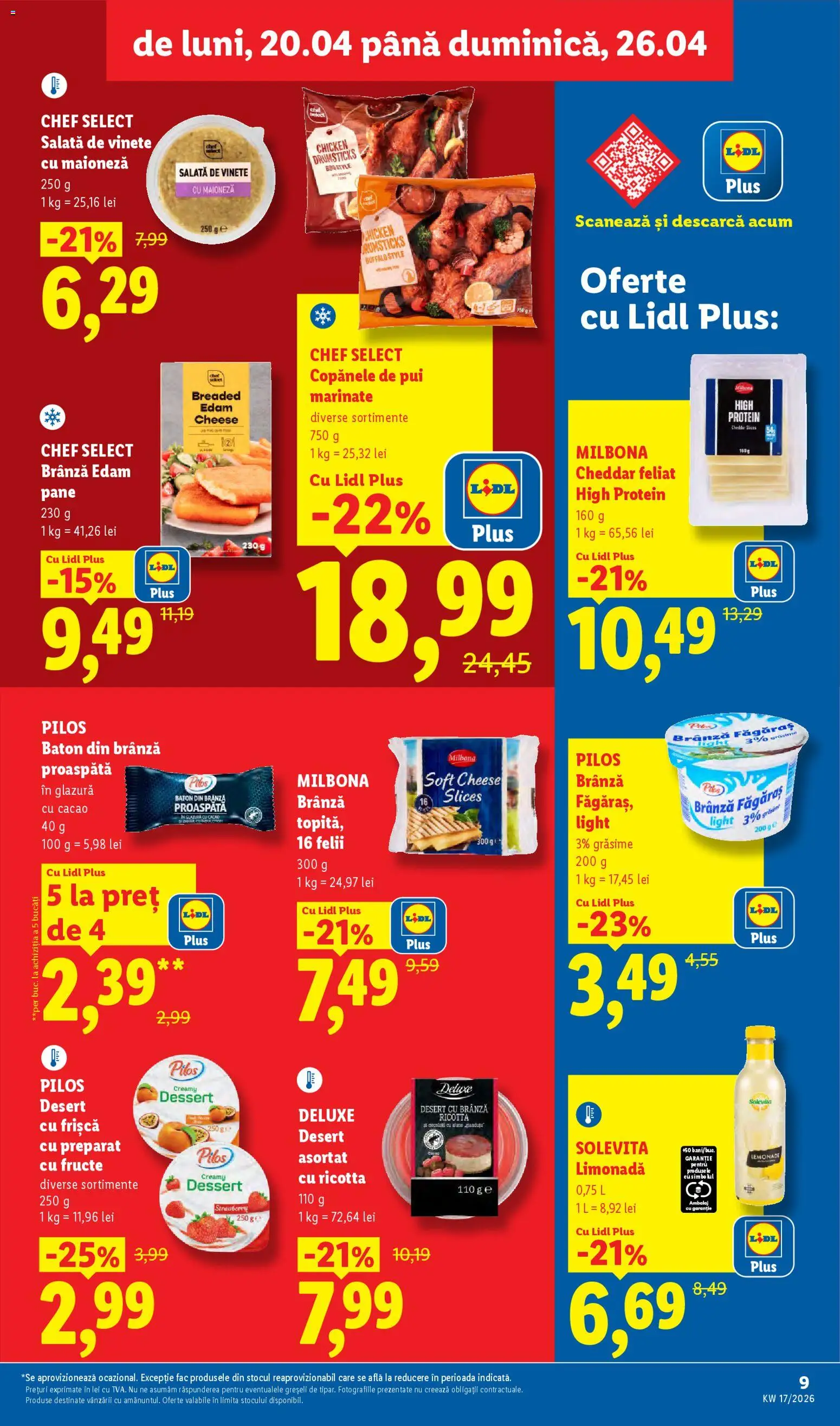 Noul catalog Lidl – valabil de la 20.04.2026 | Pagină: 9 | Produse: Toplar, Brânză, Lazură, Fructe