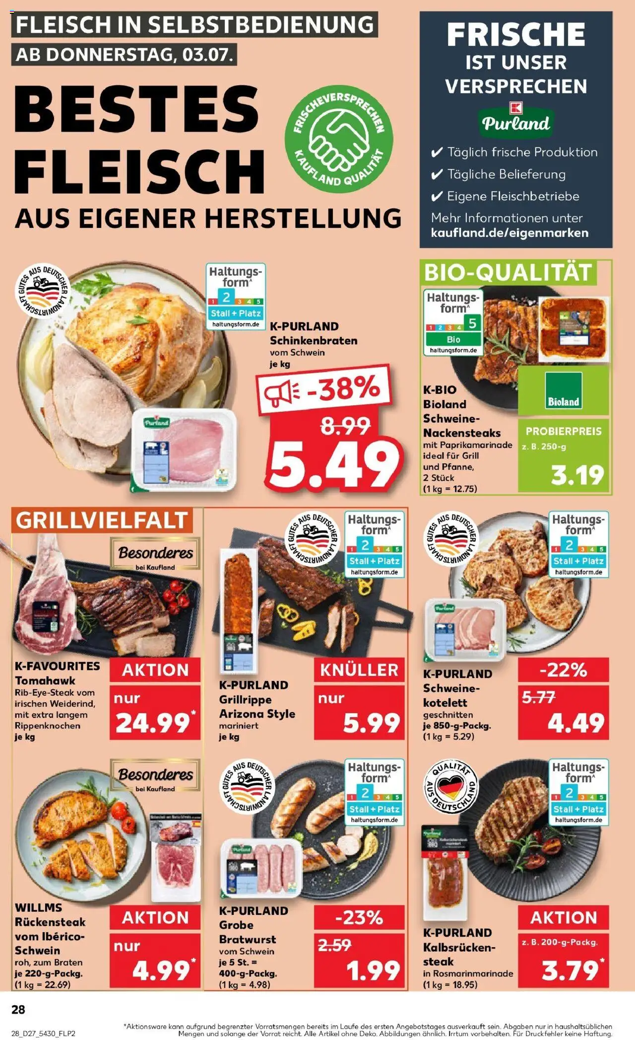 Kaufland prospekt Künzelsau	 - gültig ab dem 03.07.2025 | Seite: 28 | Produkte: Nackensteaks, Grill, Bratwurst, Steak
