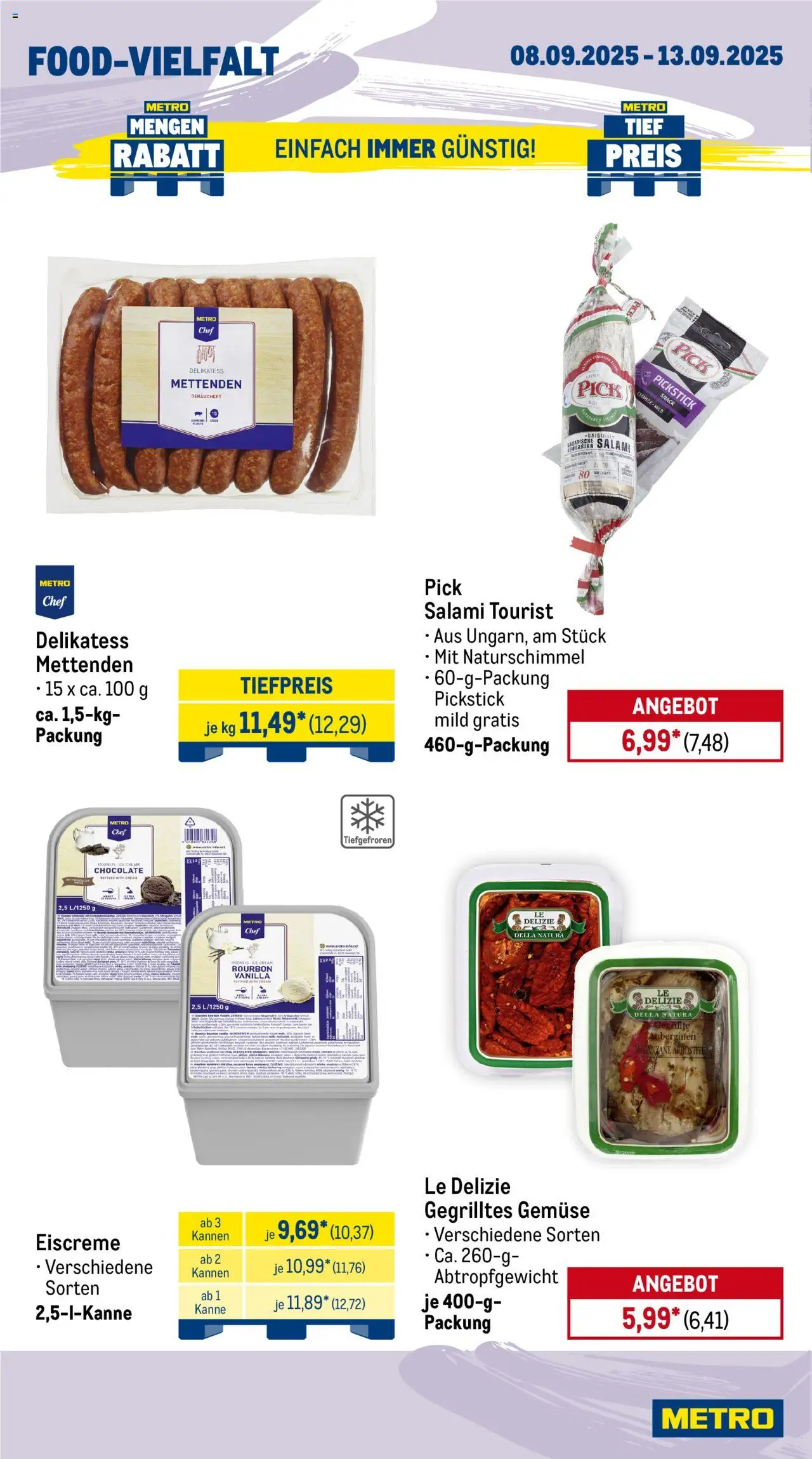 Metro Prospekt 	 – gültig ab 08.09.2025 | Seite: 10 | Produkte: Eiscreme, Gemüse, Salami, Bourbon
