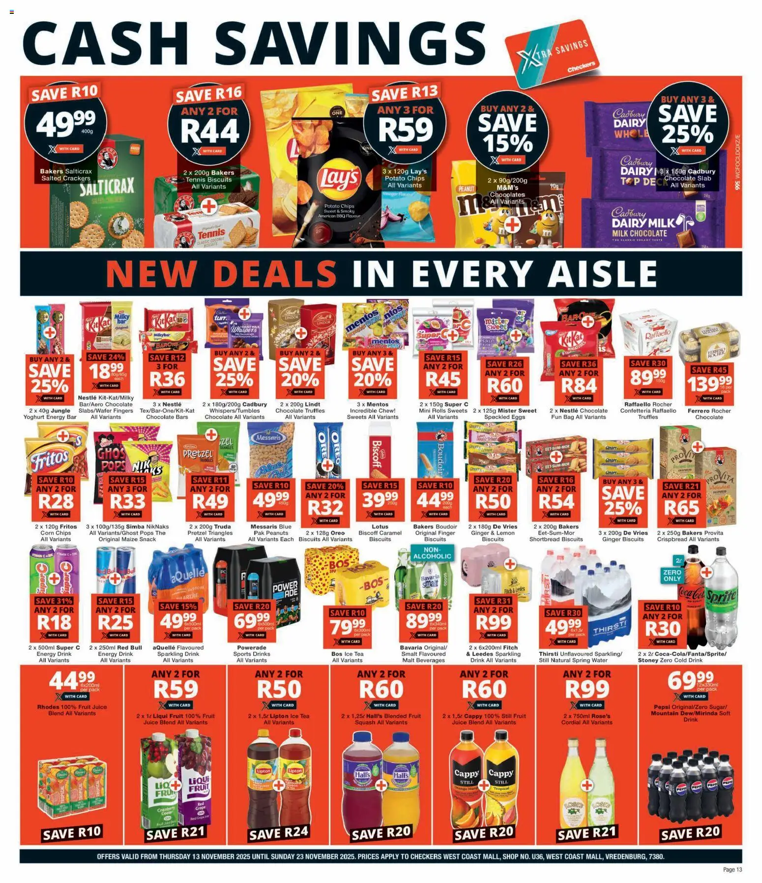 New Checkers catalogue – valid from 13.11.2025 | Page: 13 | Products: Corn, Bag, Milk, Chips