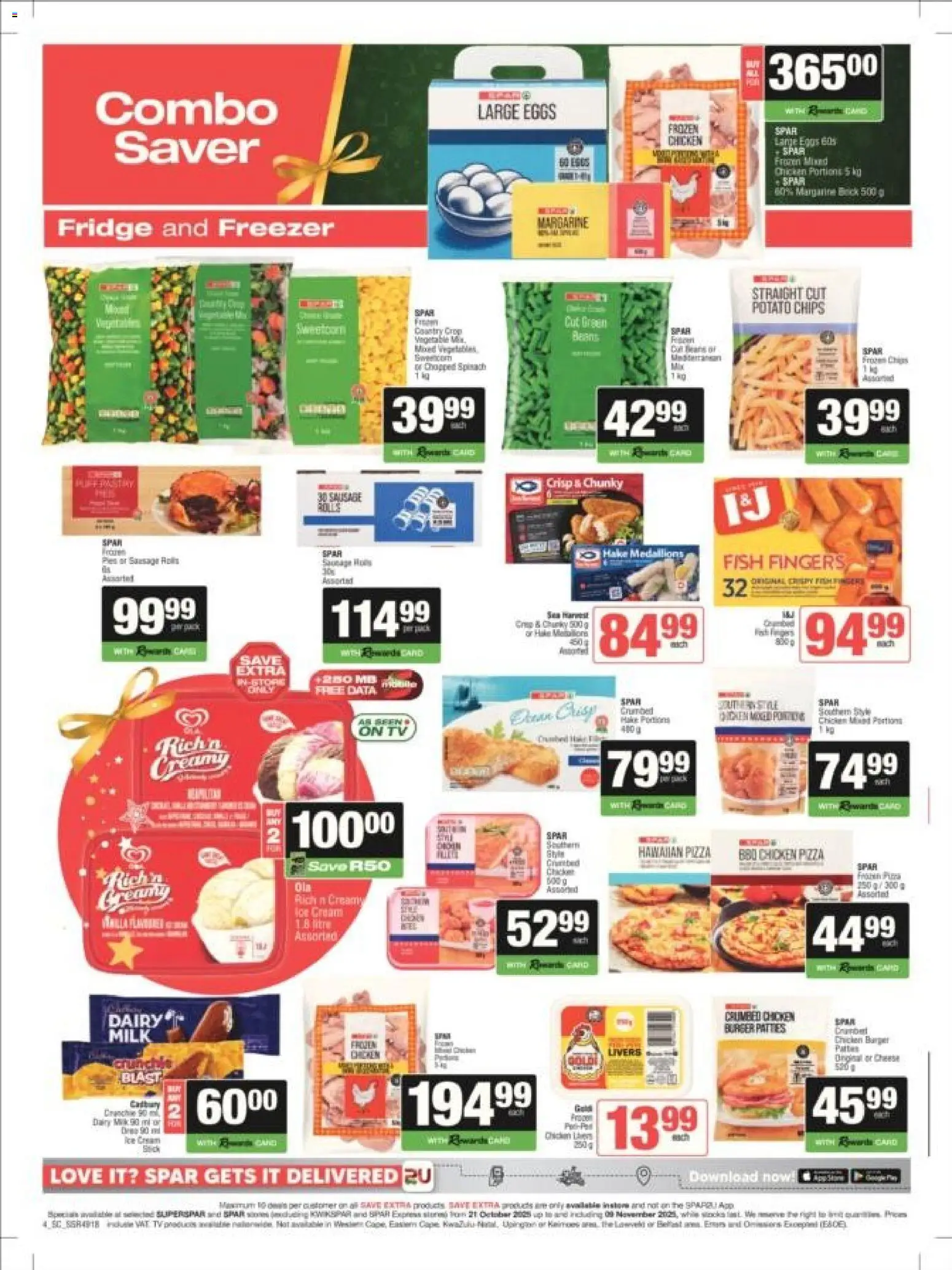 New Spar catalogue – valid from 21.10.2025 | Page: 4 | Products: Fridge, Eggs, Pen, Ice cream