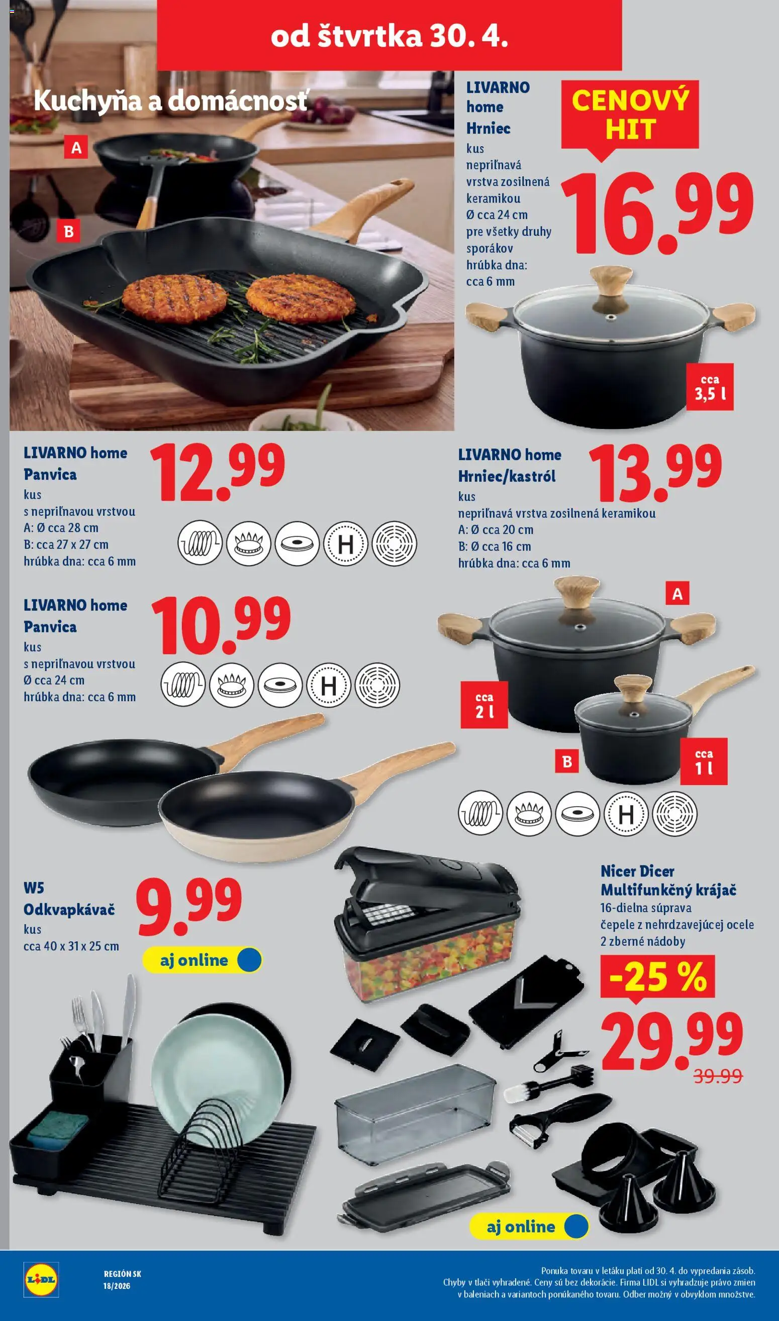 Nové Lidl akcie – leták je platný od 27.04.2026 | Strana: 82 | Produkty: Kuchyňa, Panvica, Krájač
