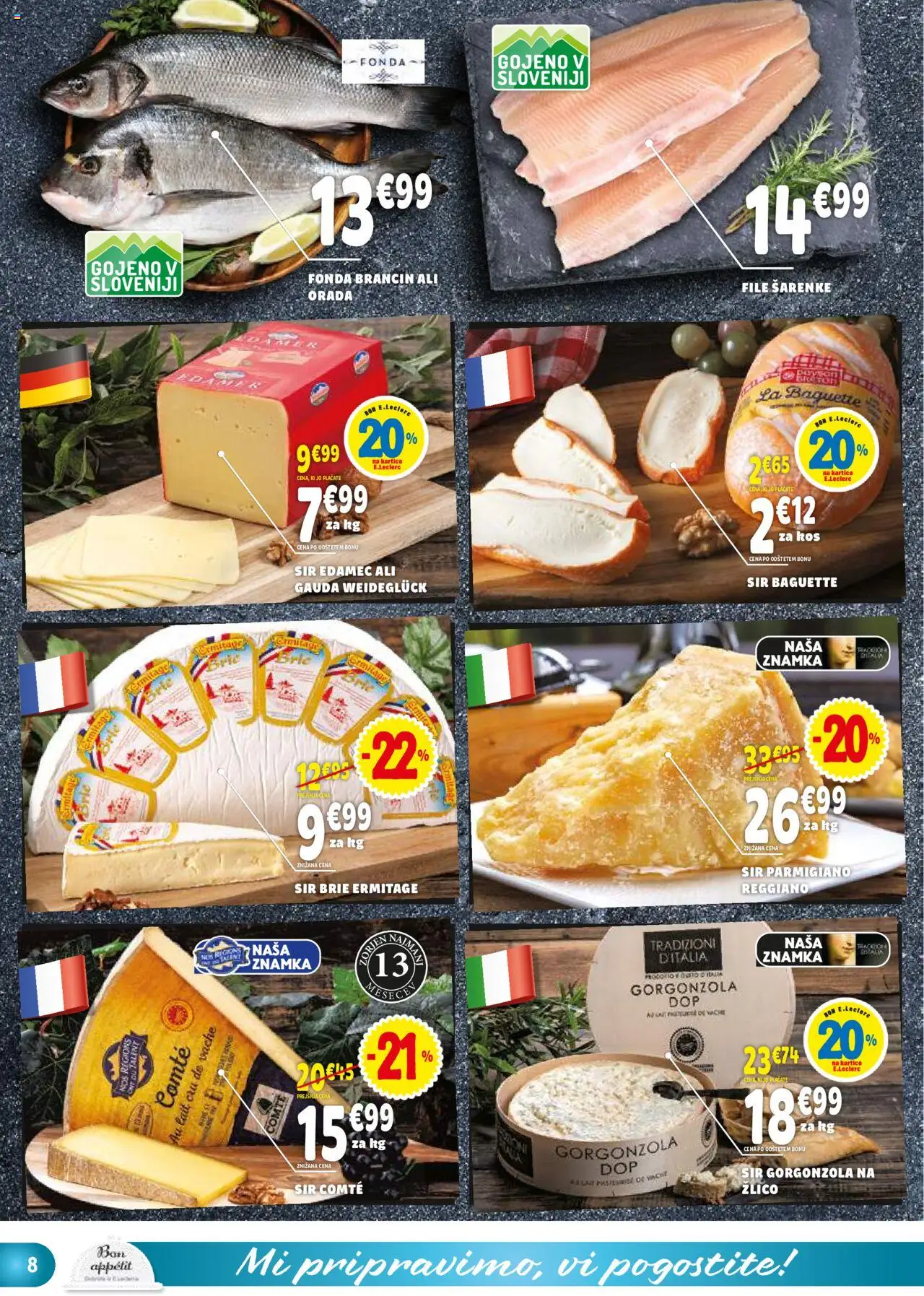 E.leclerc katalog │ velja od 20.08.2025 | Stran: 8 | Izdelki: Edamec, Gauda, Sir, Orada
