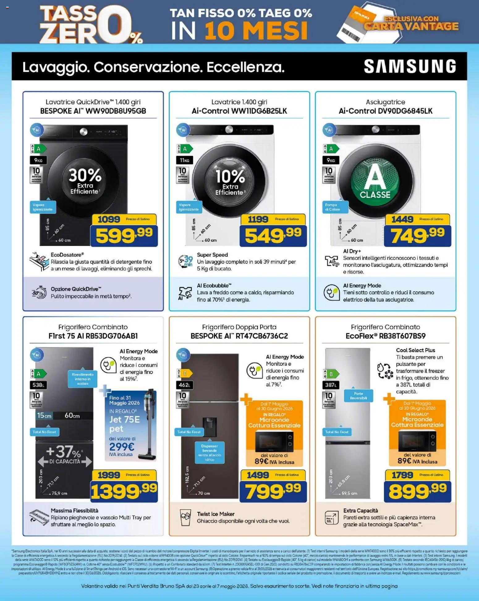 Volantino BRUNO del 23.04.2026 | Pagina: 34 | Prodotti: Asciugatrice, Data, Frigorifero, Vassoio