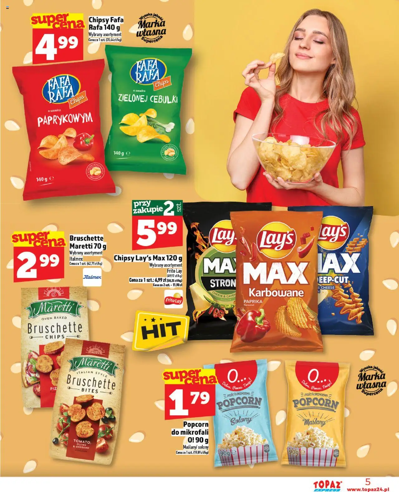 Topaz Gazetka - Express od 07.08.2025 | Strona: 5 | Produkty: Chipsy, Oregano, Popcorn