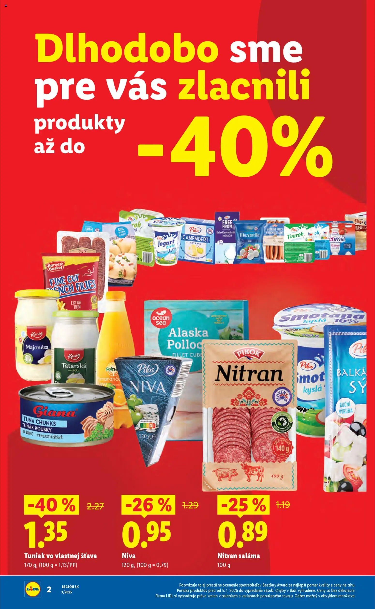 Nové Lidl akcie – leták je platný od 12.01.2026 | Strana: 2 | Produkty: Jogurt, Pomaranče, Omáčka, Párky