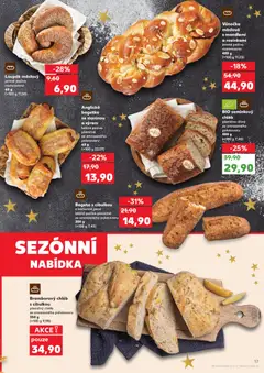 Náhled letáku Vánočka máslová s mandlemi a rozinkami, jemné pečivo rozmrazeno 400 g od 10.12.2025 | Strana: 17 | Produkty: Chléb, Pečivo, Vánočka, Bageta