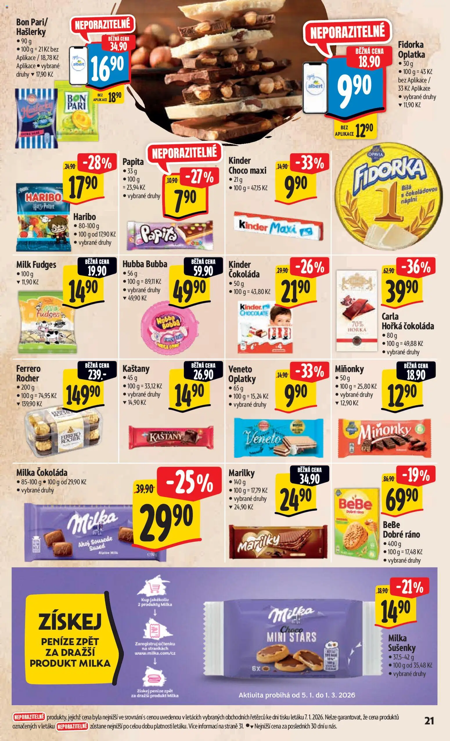 Albert leták - Hypermarket od 14.01.2026 | Strana: 28 | Produkty: Milka, Haribo, Oplatky, Sušenky