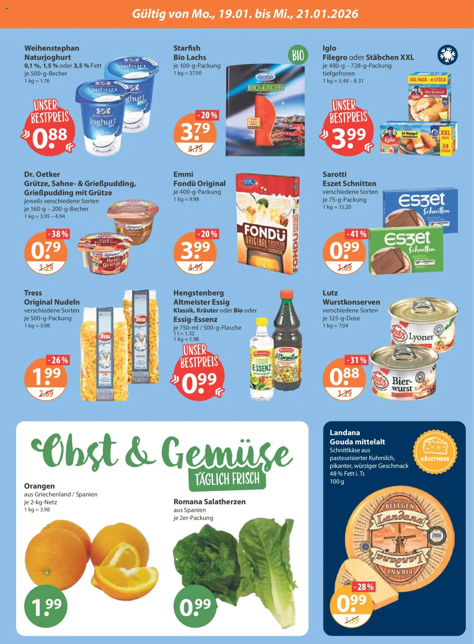 V-Markt - Hallertau / Oberpfalz – gültig ab 15.01.2026 | Seite: 19 | Produkte: Bier, Iglo, Gemüse, Sahne