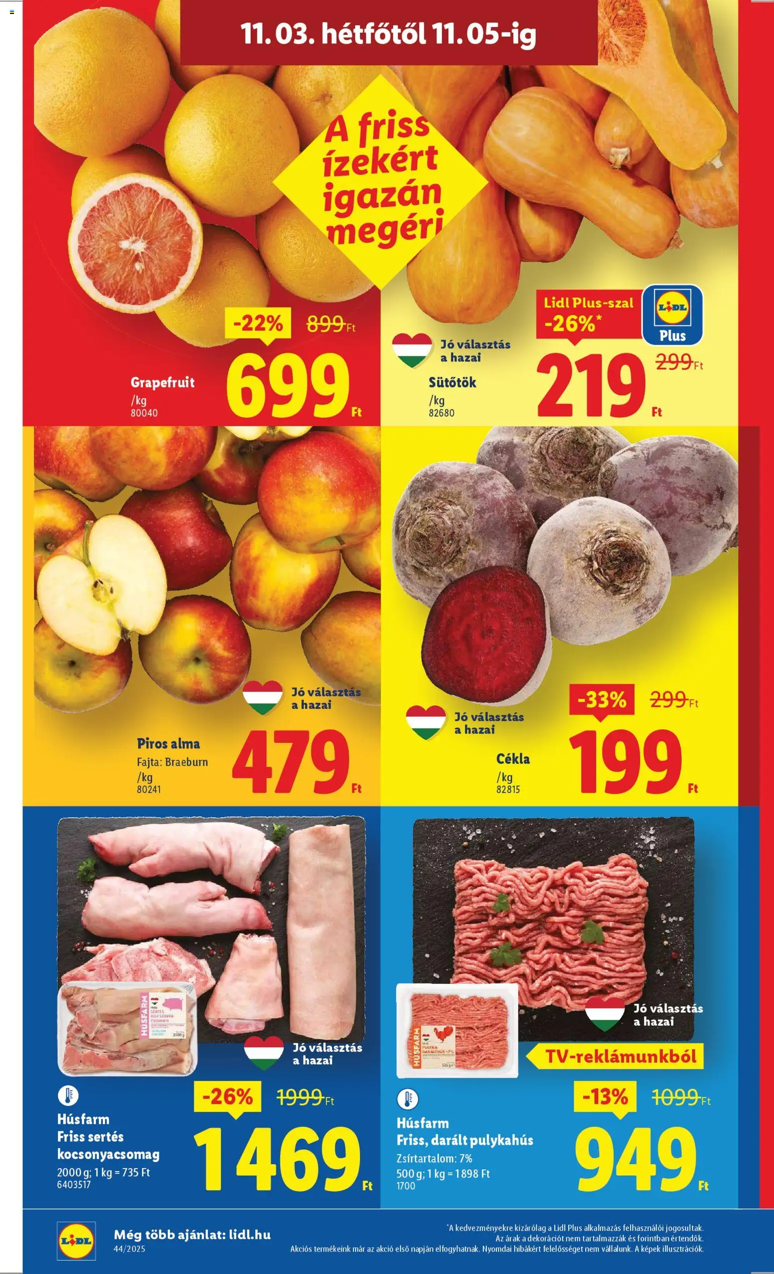 Lidl akciós ujság - amely érvényes a következő dátumtól: 30.10.2025 | Oldal: 48 | Termékek: Cékla, Darált pulykahús, Grapefruit, Pulykahus
