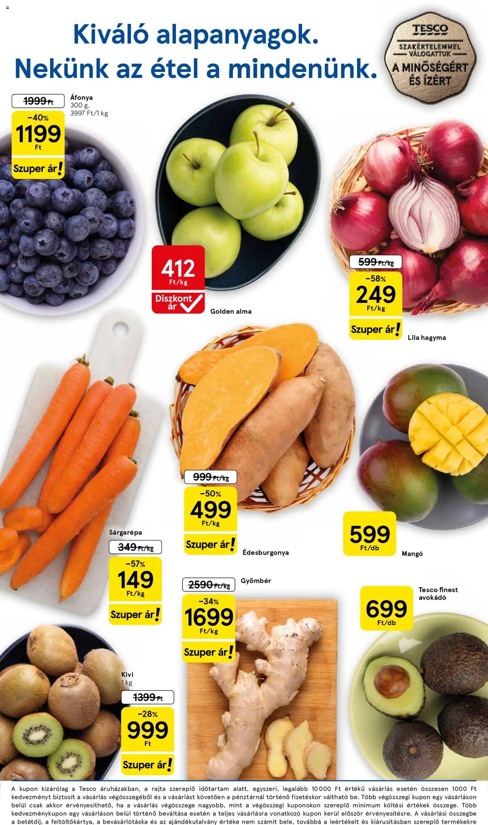 Tesco akciós ujság - amely érvényes a következő dátumtól: 15.01.2026 | Oldal: 2 | Termékek: Áfonya, Sárgarépa, Avokádó, Hagyma