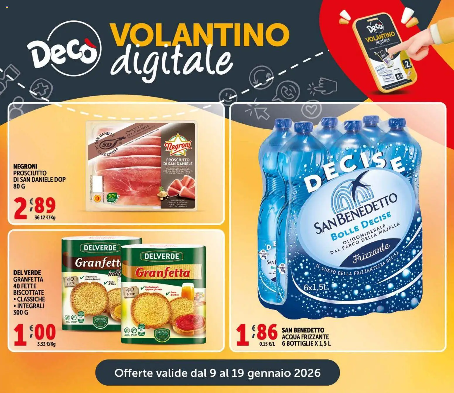 Volantino Decò del 11.01.2026 | Pagina: 21 | Prodotti: Acqua, Prosciutto