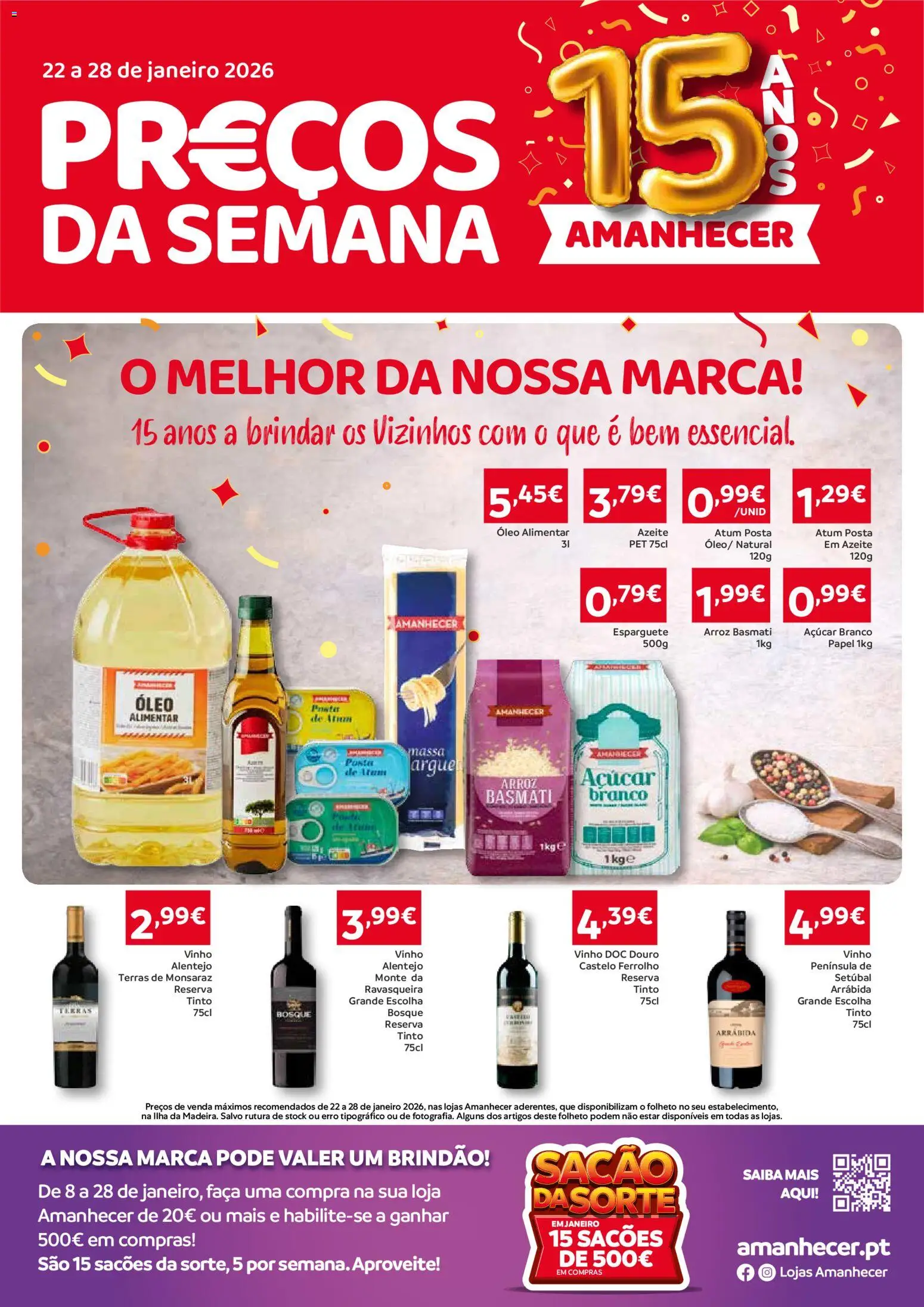 Amanhecer Folheto Madeira │ válido de 22.01.2026 | Página: 1 | Produtos: Atum, Faca, Arroz, Açúcar