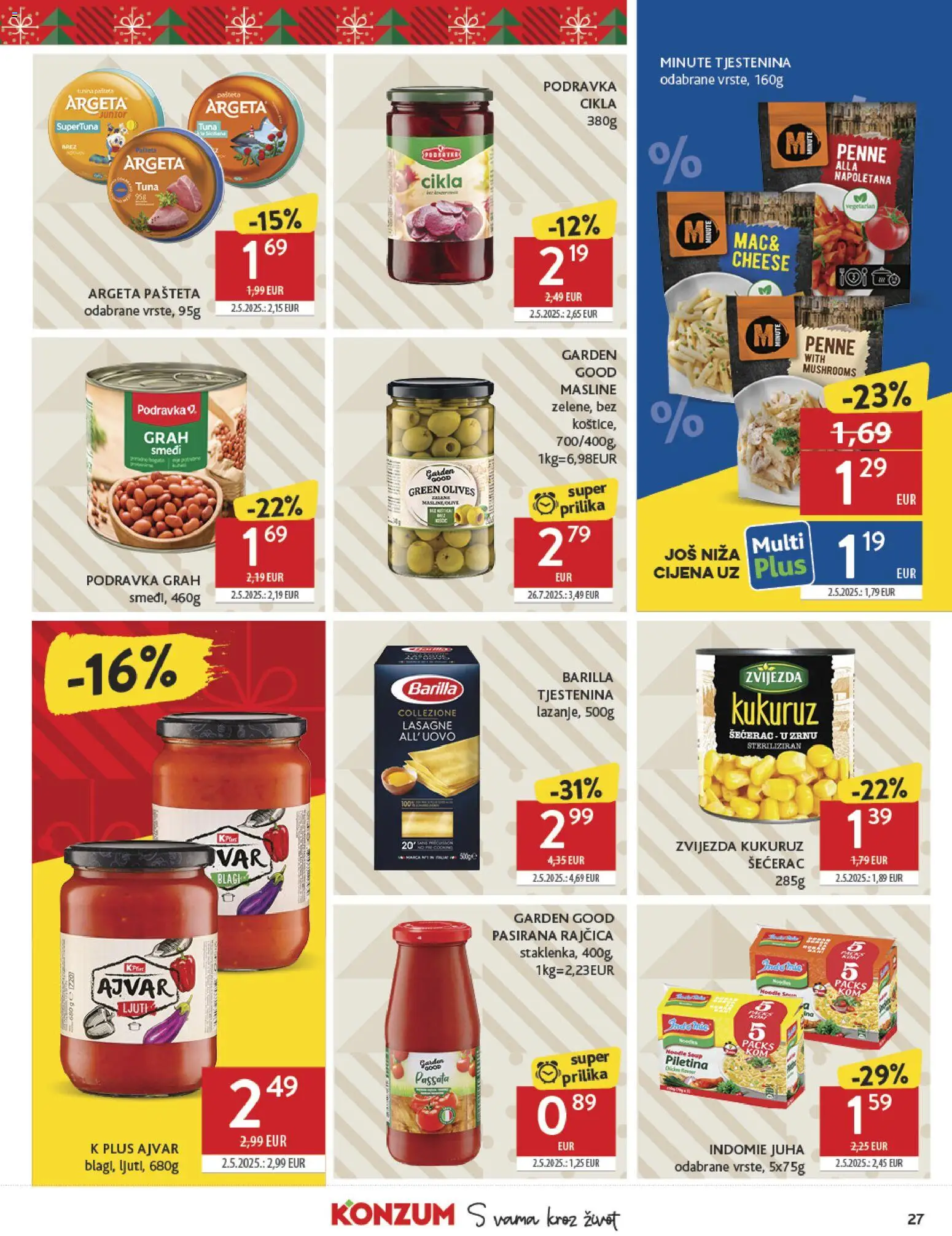 Konzum katalog | vrijedi od 27.12.2025 | Stranica: 27 | Proizvodi: Lasagne, Grah, Pasta, Barilla