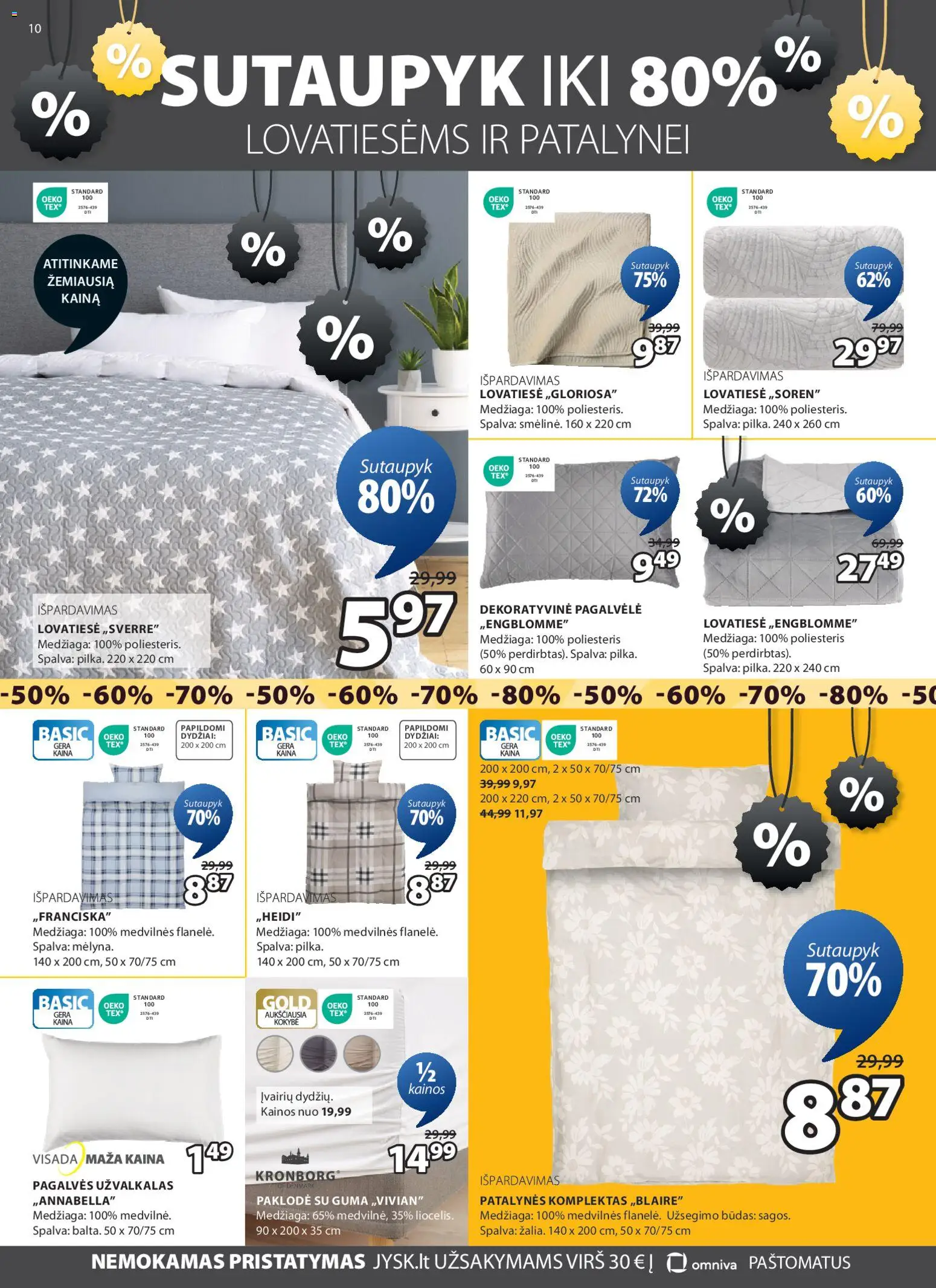 JYSK akcijos nuo 03.02.2026 | Puslapis: 11 | Prekių: Pagalvėlė, Lovatiesė, Patalynės komplektas, Užvalkalas
