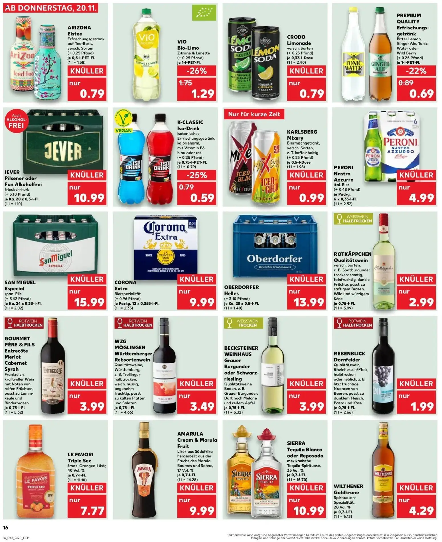 Kaufland prospekt Taucha	 – gültig ab 20.11.2025 | Seite: 16 | Produkte: Bier, Likör, Merlot, Mixery